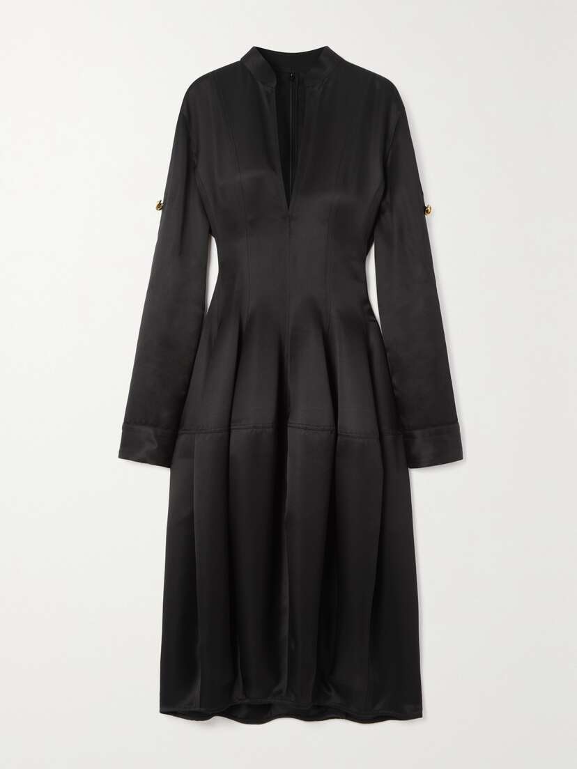 Bottega Veneta Embellished Paneled Silk-twill Midi Dress