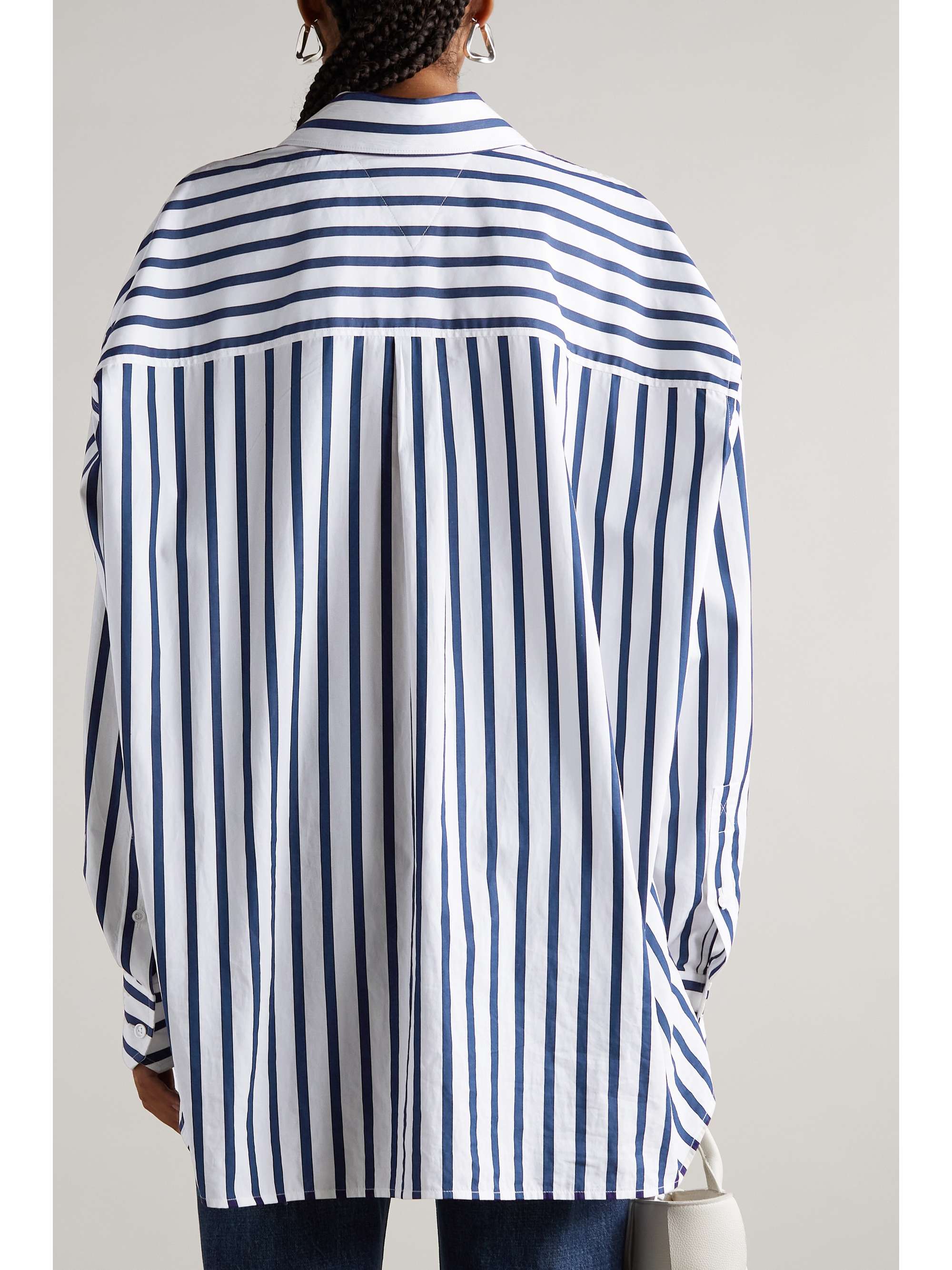 BOTTEGA VENETA Oversized striped cotton-poplin shirt