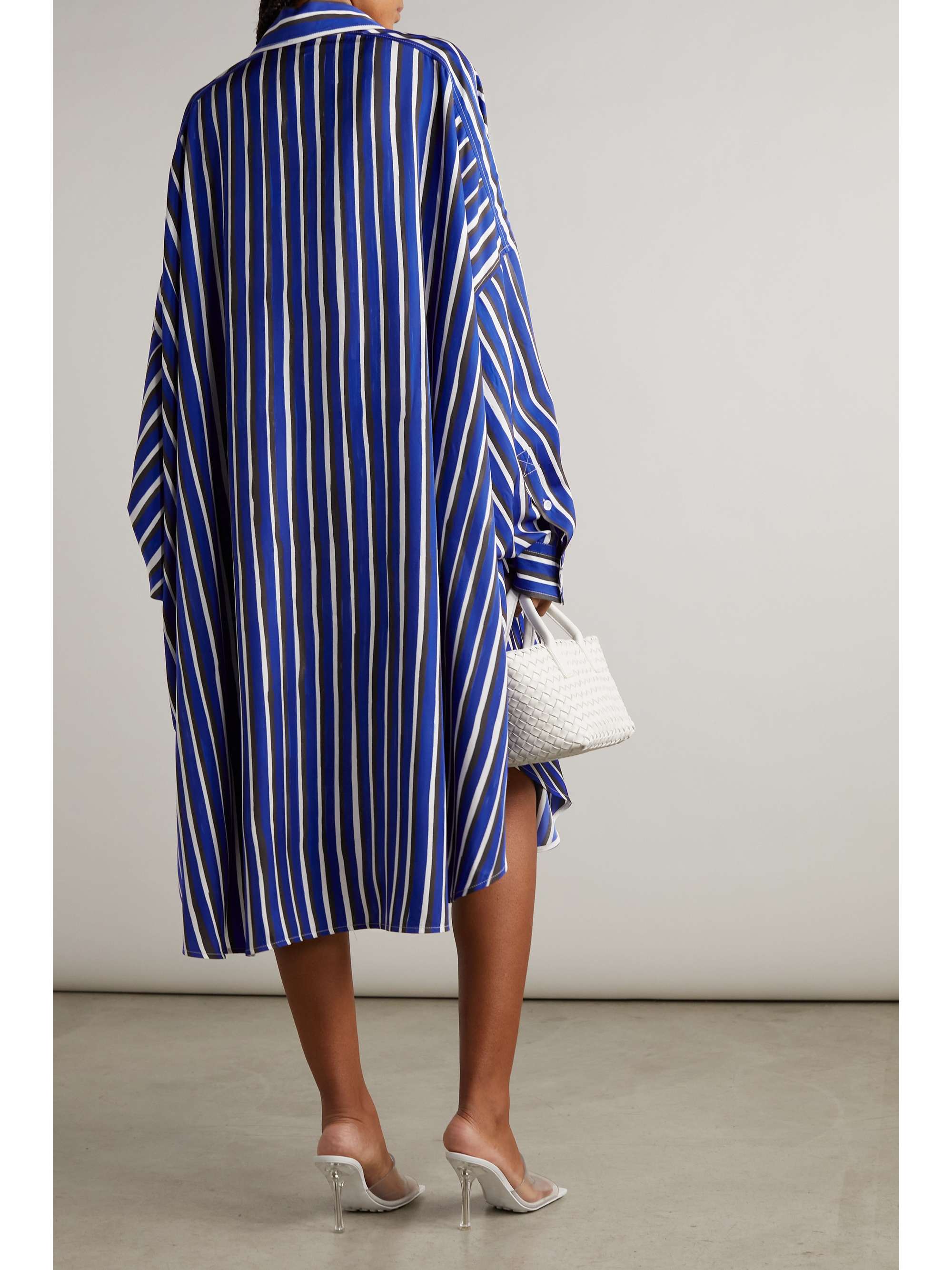 BOTTEGA VENETA Draped striped twill shirt dress