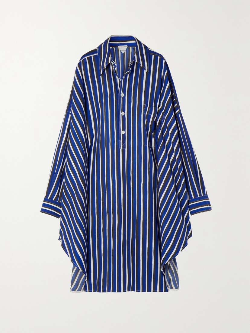 Bottega Veneta Draped Striped Twill Shirt Dress