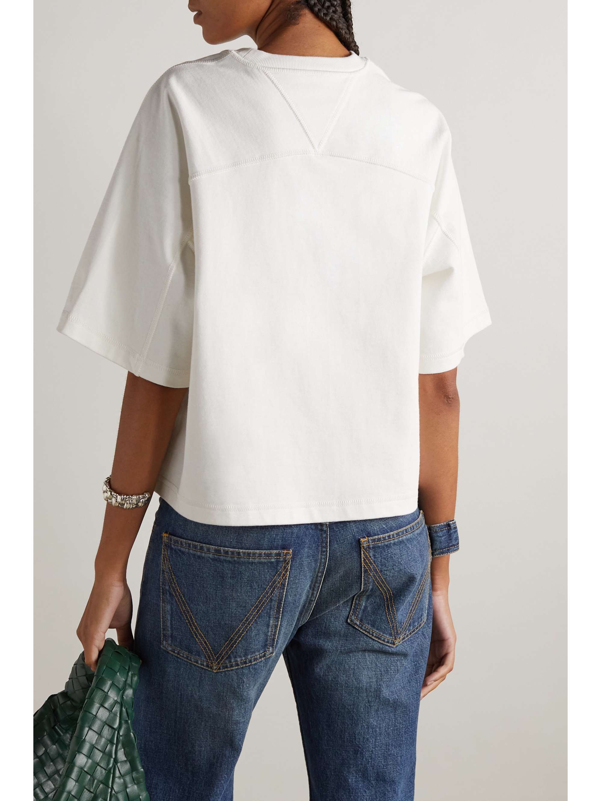BOTTEGA VENETA Oversized embroidered cotton-jersey T-shirt