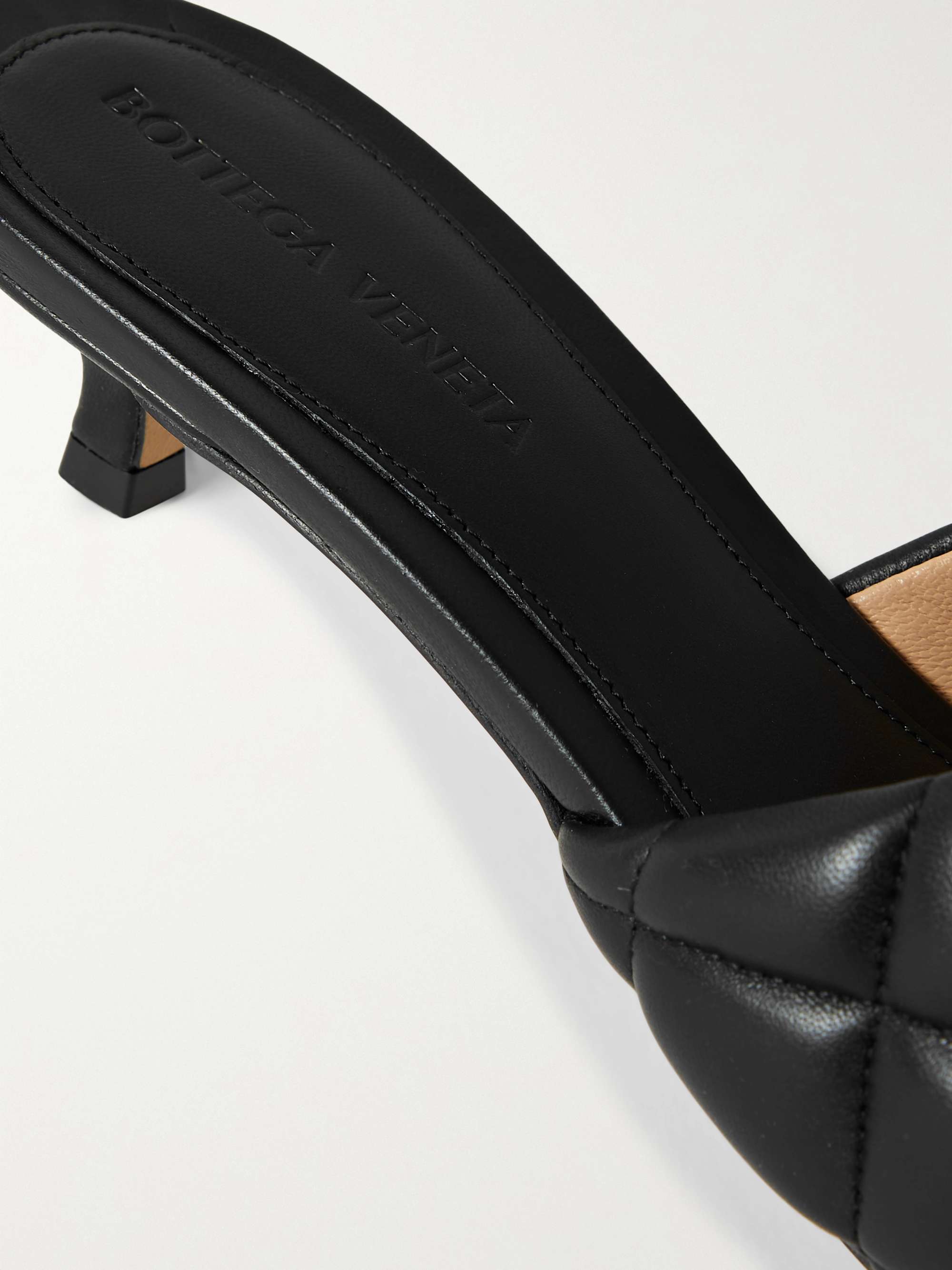 BOTTEGA VENETA Quilted metallic leather mules