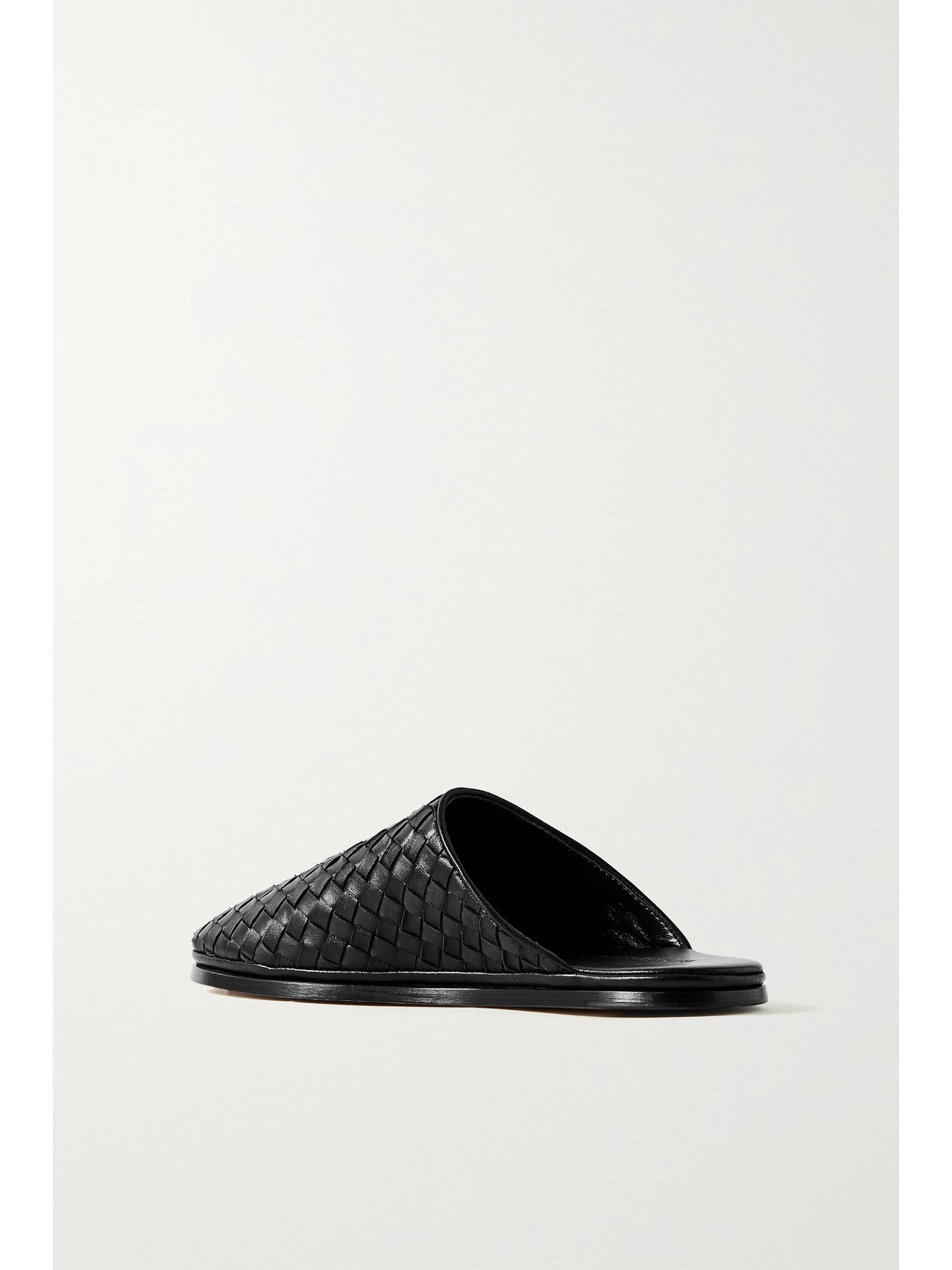 Shop Bottega Veneta Intrecciato Leather Slippers In Black