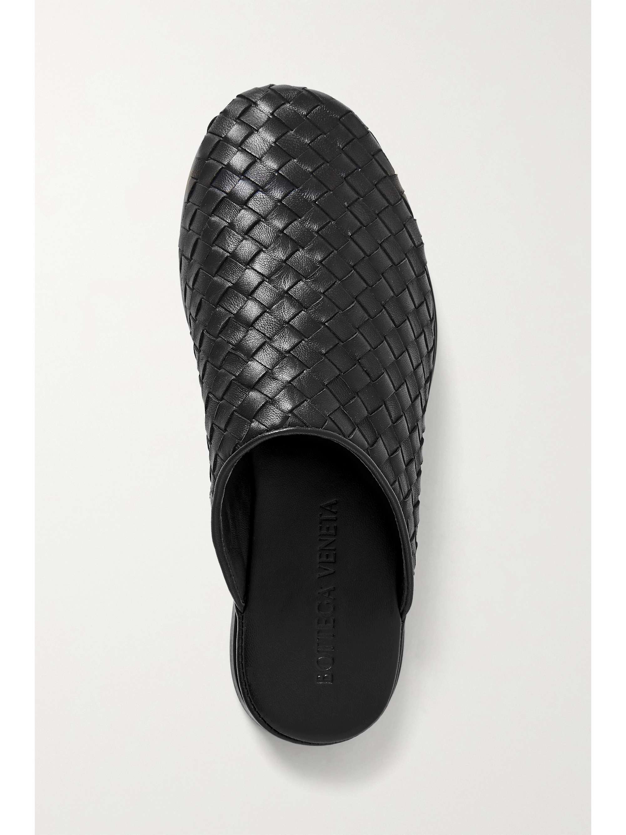 Intrecciato Leather Slippers in Black - Bottega Veneta