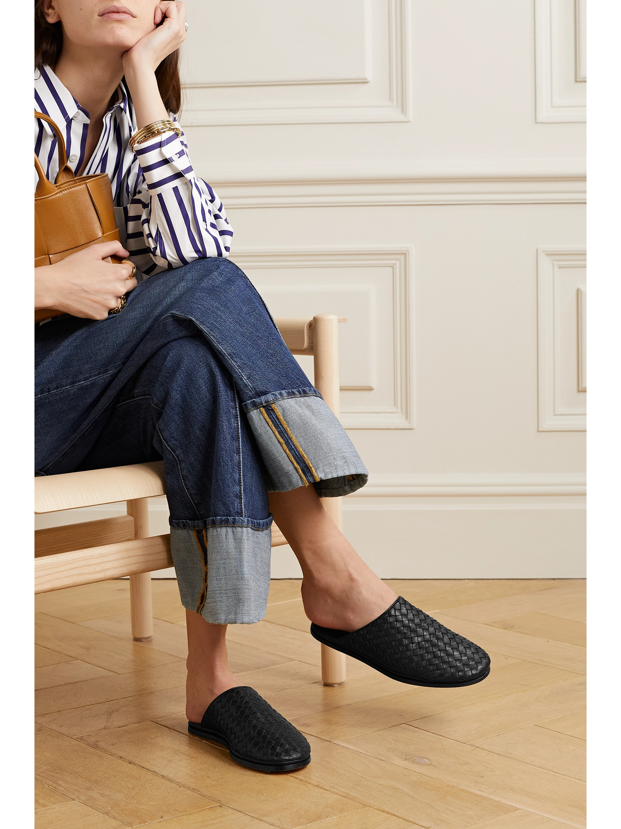 Bottega Veneta Intrecciato leather slippers thumbnail