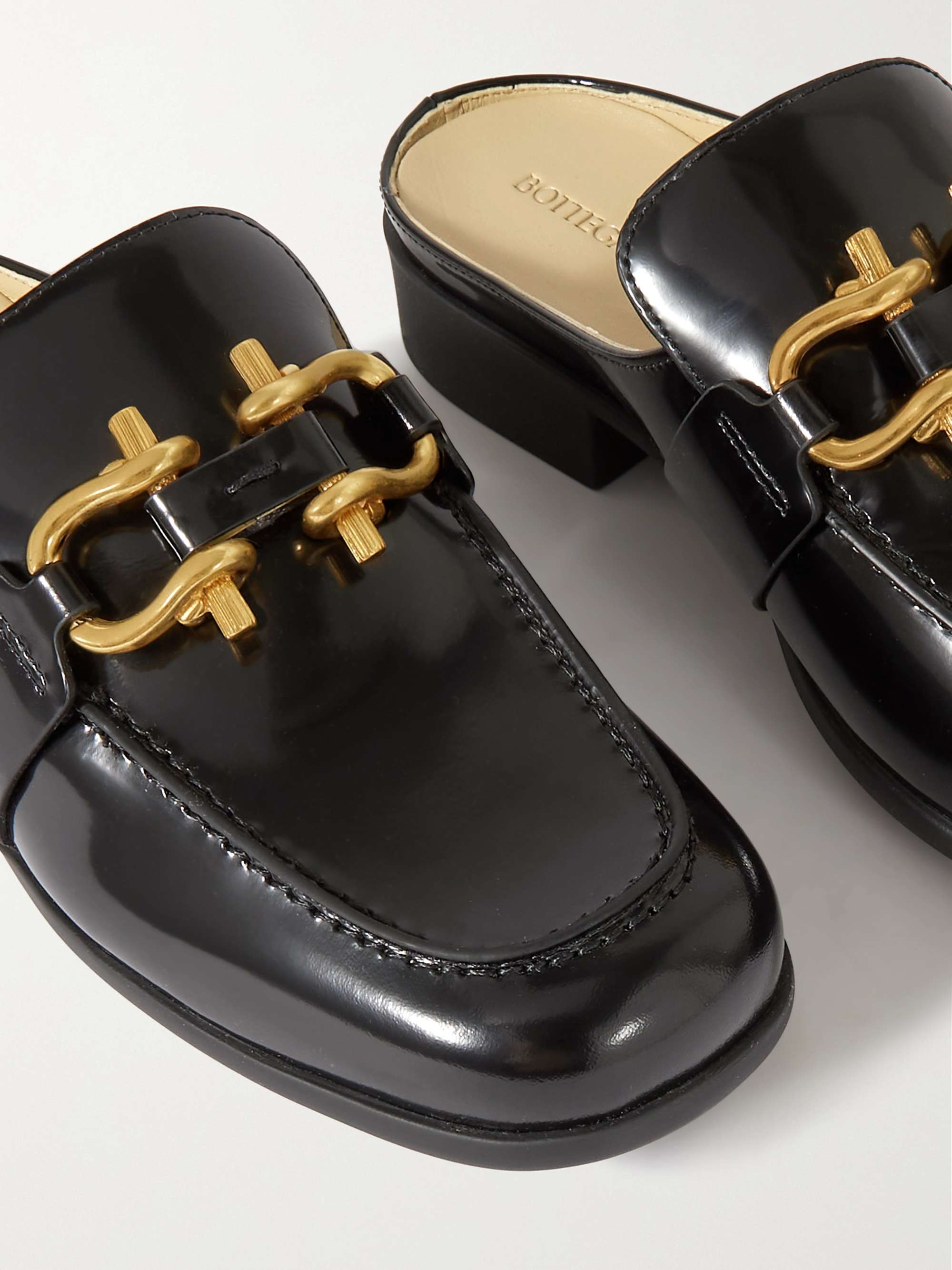 BOTTEGA VENETA Monsieur Mocassin glossed-leather loafers