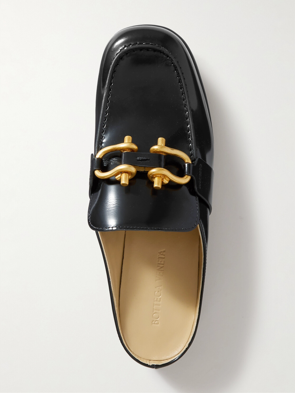 Bottega Veneta Monsieur Mocassin Glossed-leather Loafers In Black