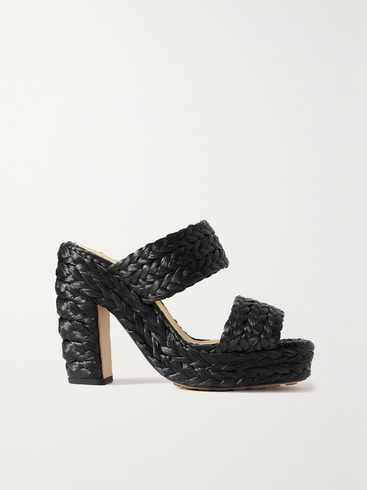 Bottega Veneta - Braided Faux Raffia Platform Mules - Black