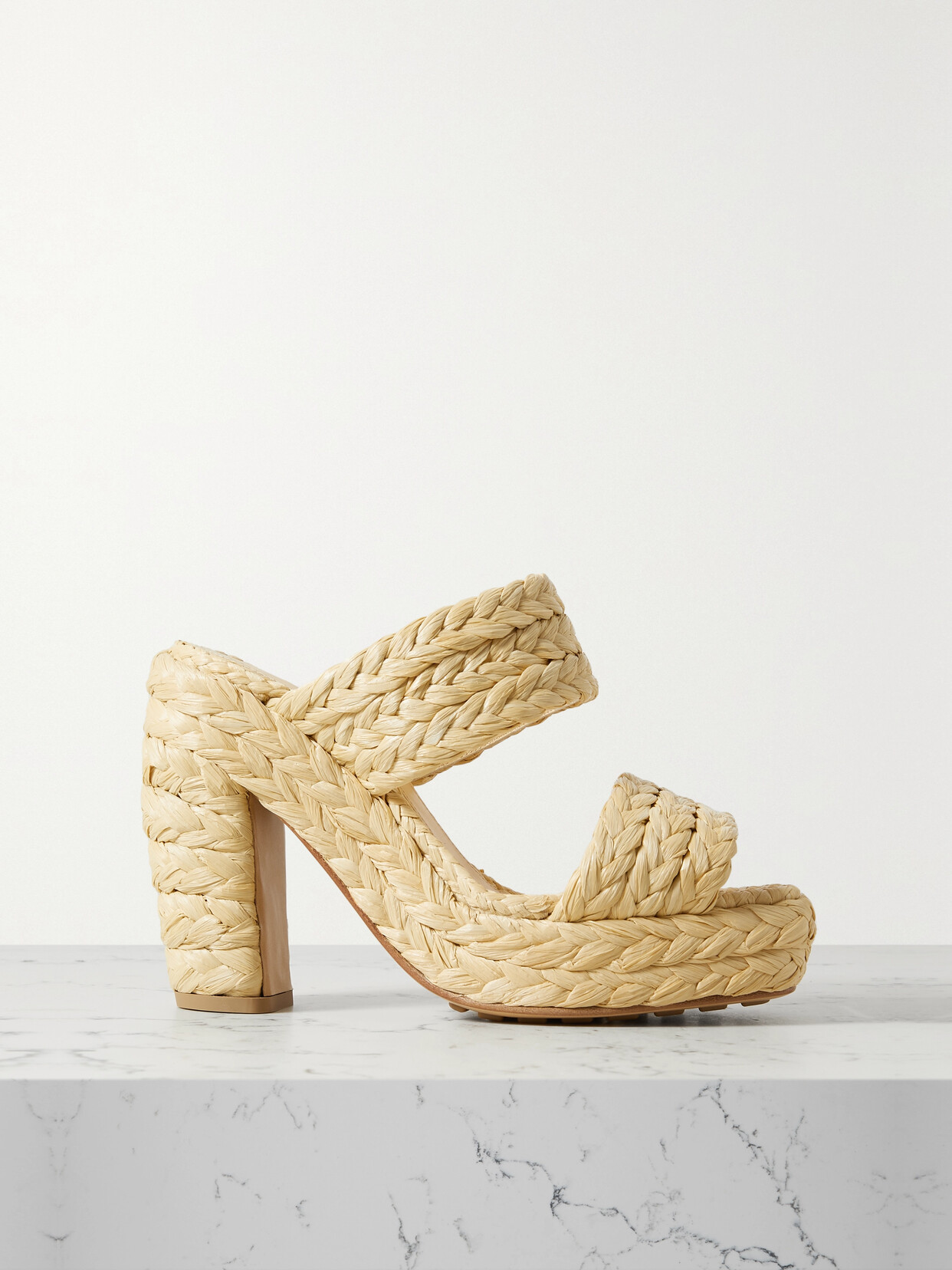 Bottega Veneta - Braided Raffia Platform Mules - Neutrals