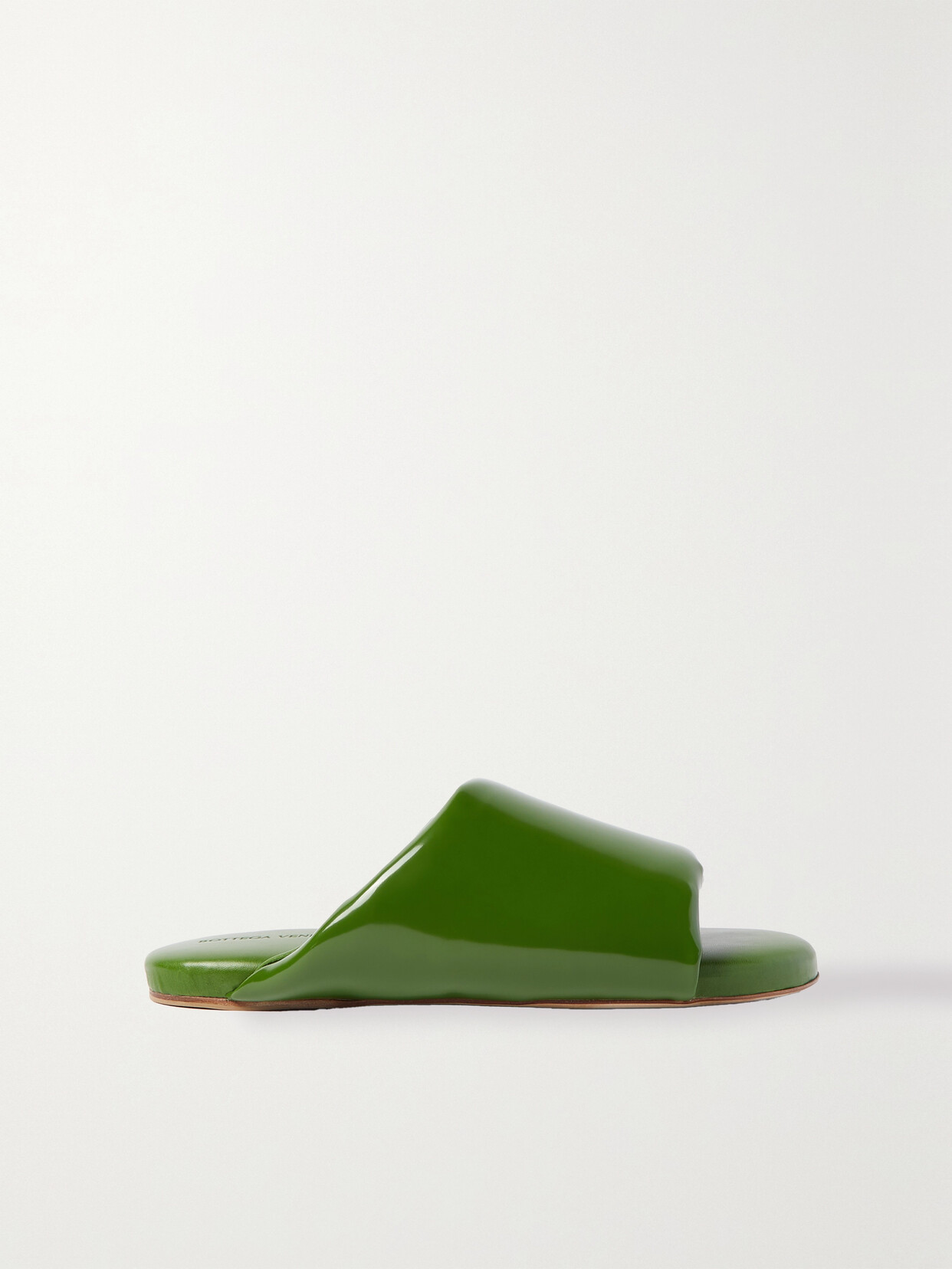 BOTTEGA VENETA GLOSSED-LEATHER SLIDES