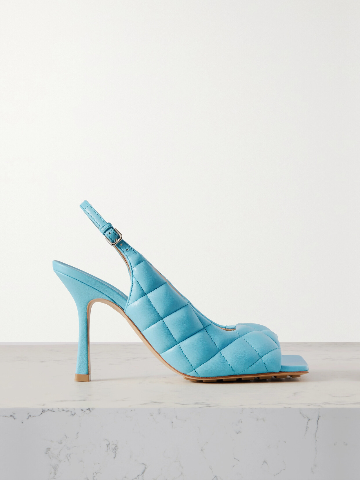 Bottega Veneta - Quilted Leather Slingback Sandals - Blue