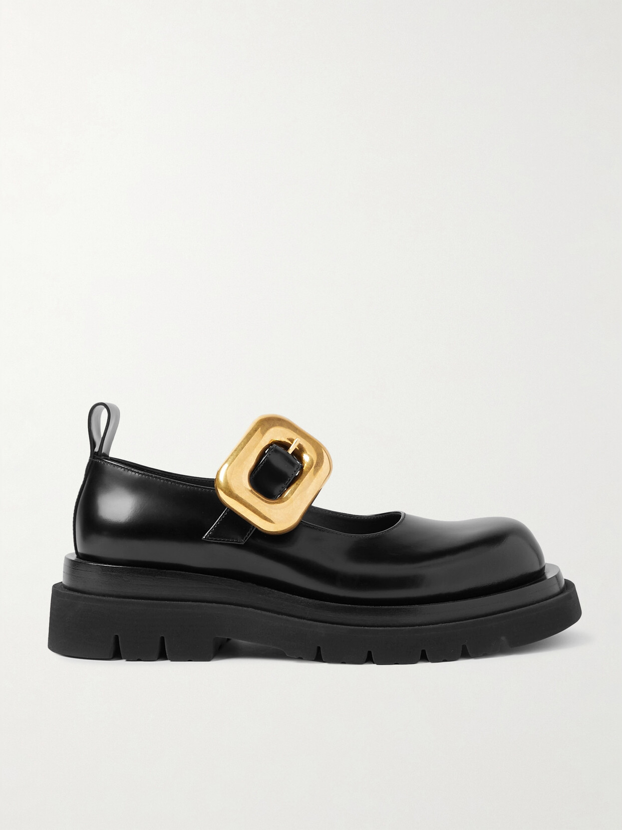 Bottega Veneta - Swell Glossed-leather Mary Jane Flats - Black - Shop ...