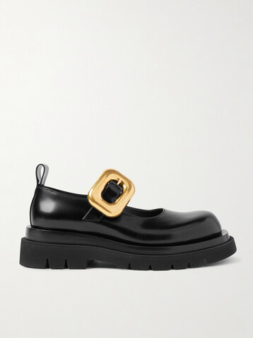 Bottega Veneta Swell glossed-leather Mary Jane flats