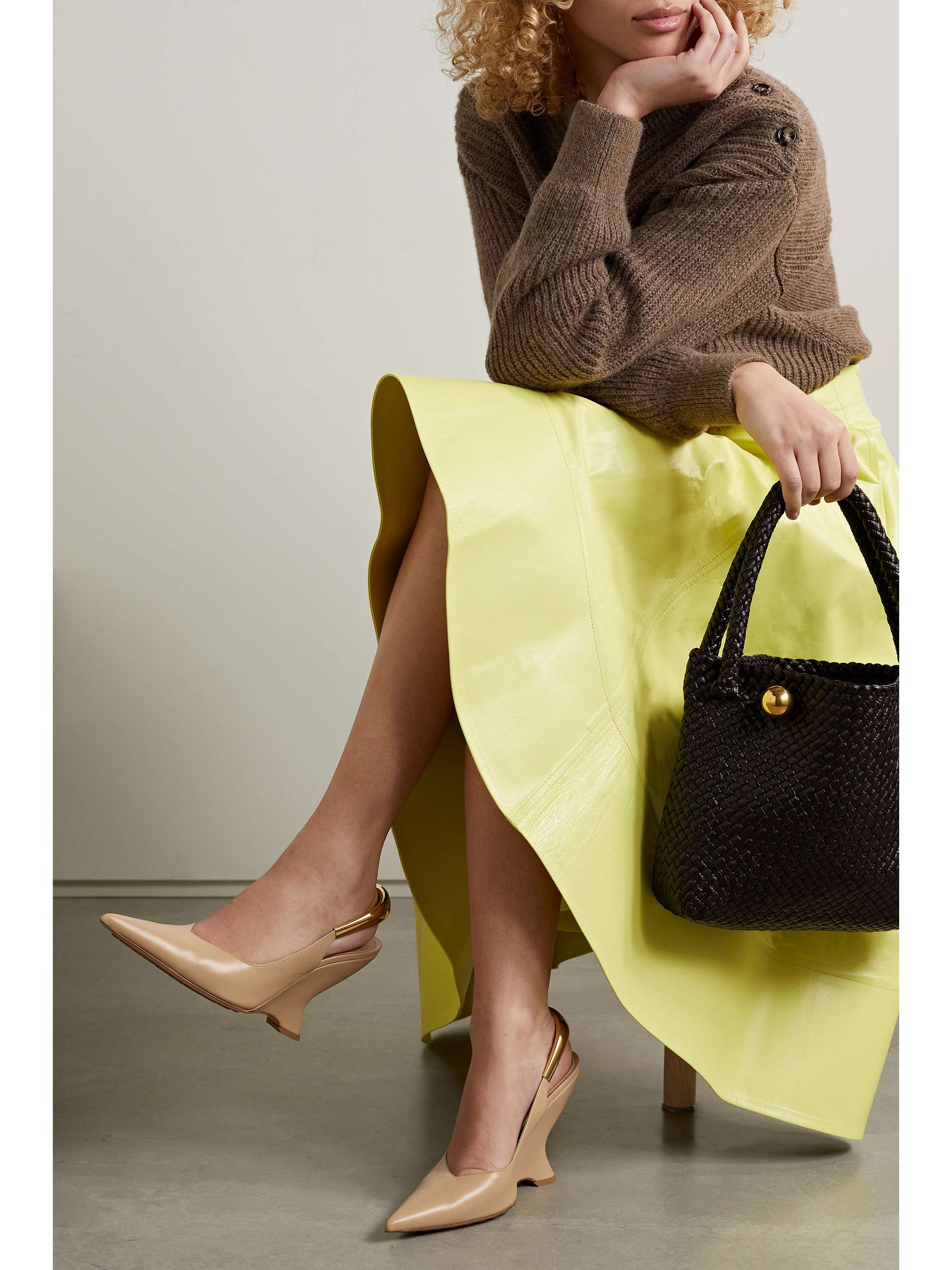 BOTTEGA VENETA Embellished leather slingback pumps