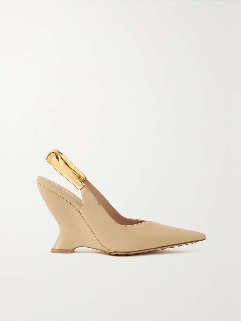 Bottega Veneta Embellished Leather Slingback Pumps