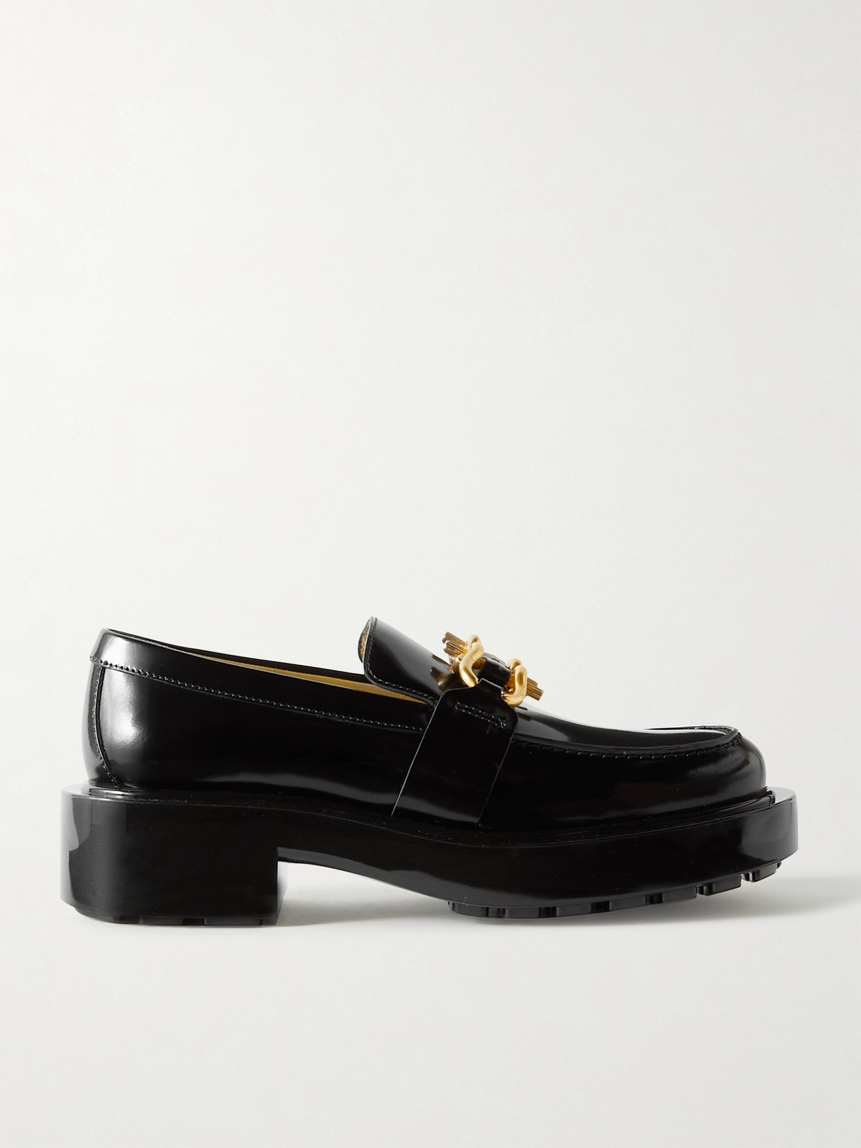 Bottega Veneta Monsieur Embellished Patent-leather Loafers In Black