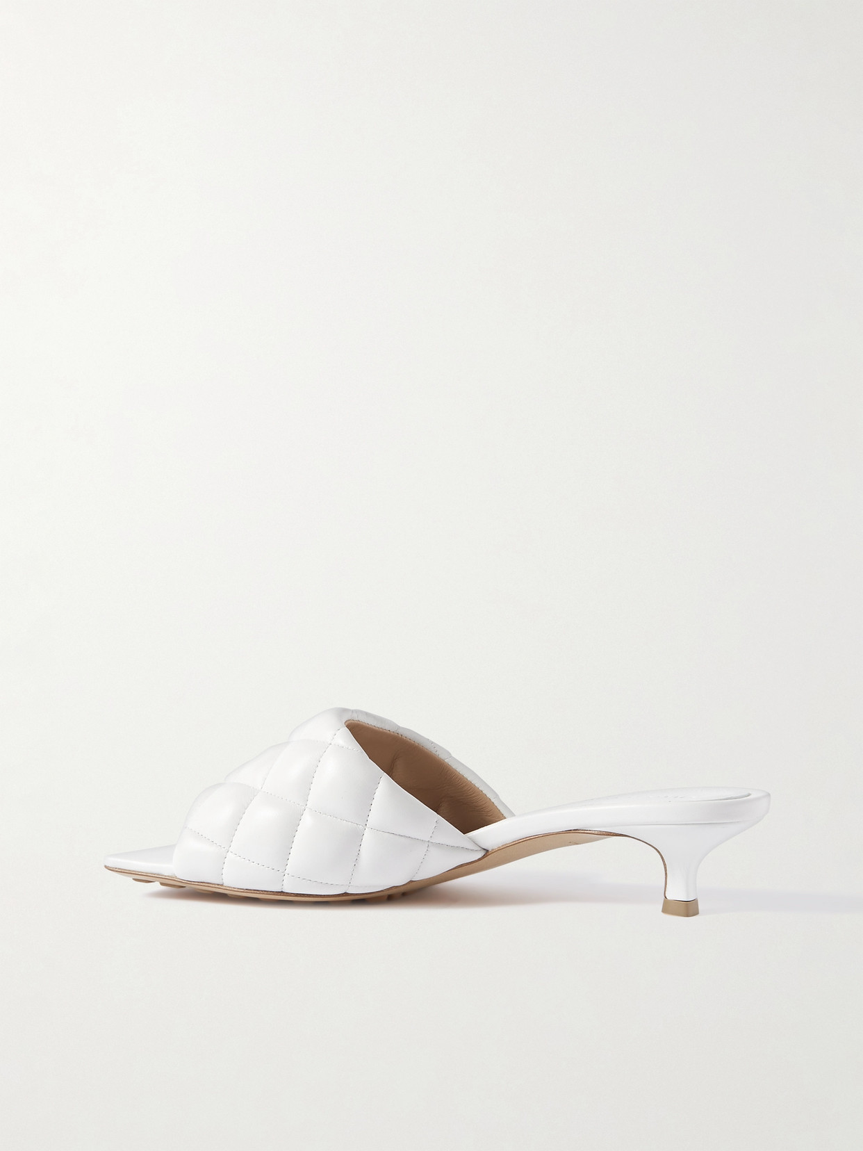 Shop Bottega Veneta Padded Quilted Leather Mules In White