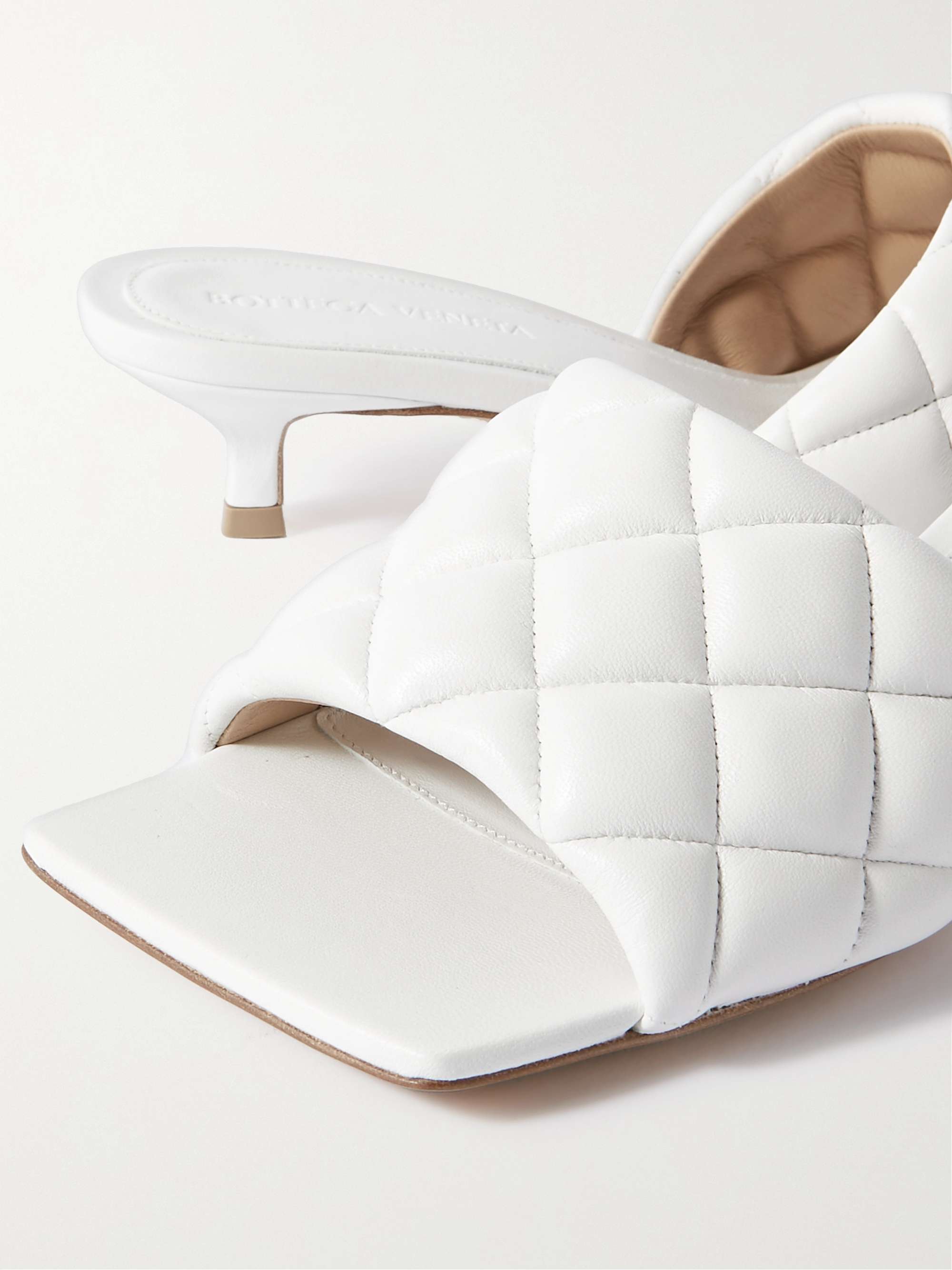 BOTTEGA VENETA Quilted metallic leather mules