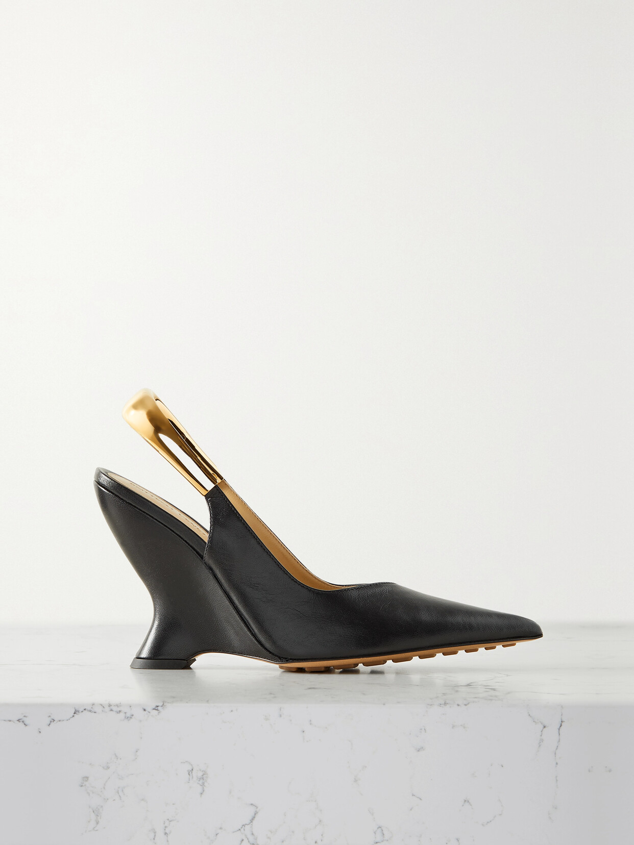 Shop Bottega Veneta Embellished Leather Slingback Pumps In Black