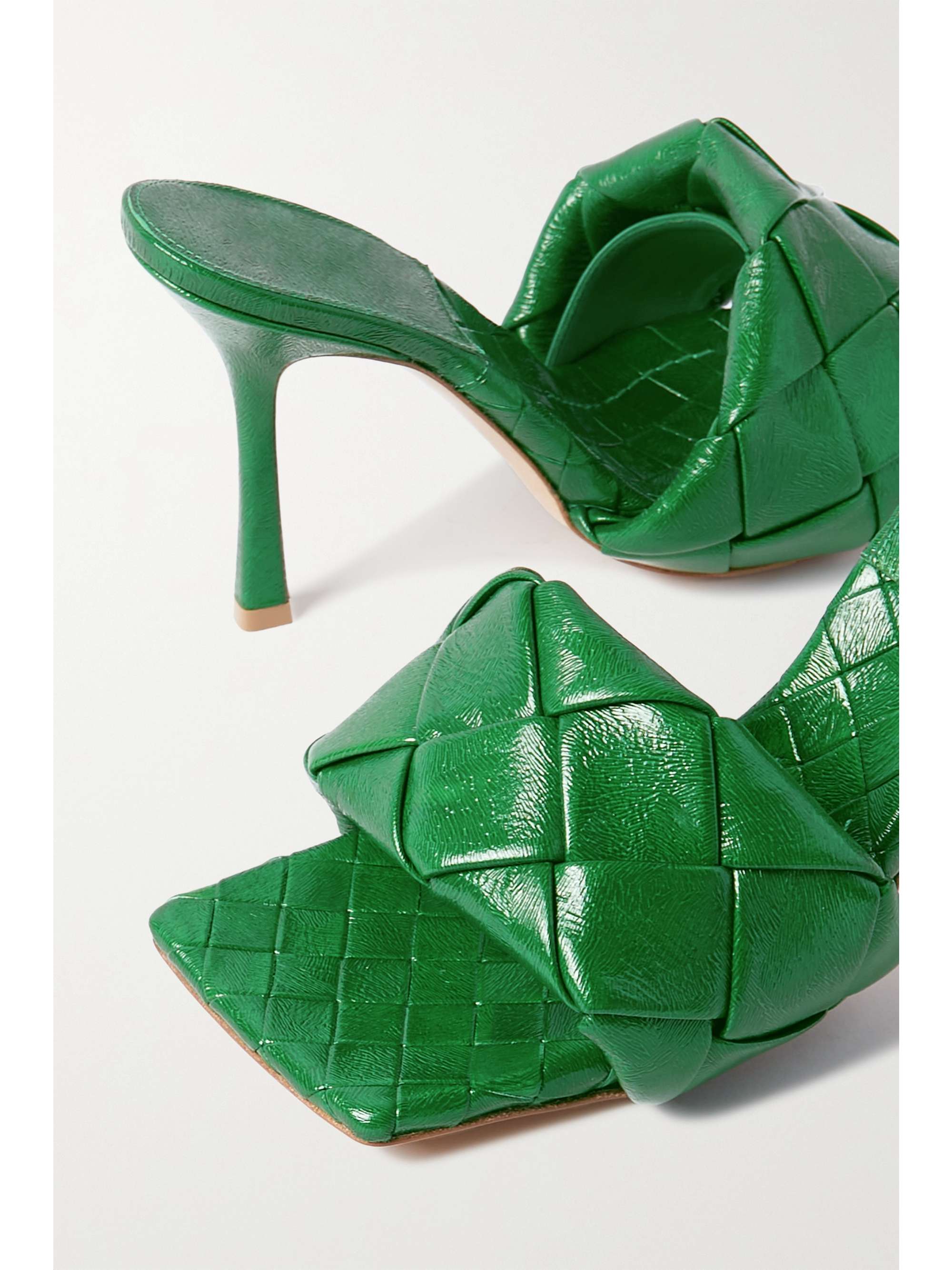 BOTTEGA VENETA Lido glossed-leather mules