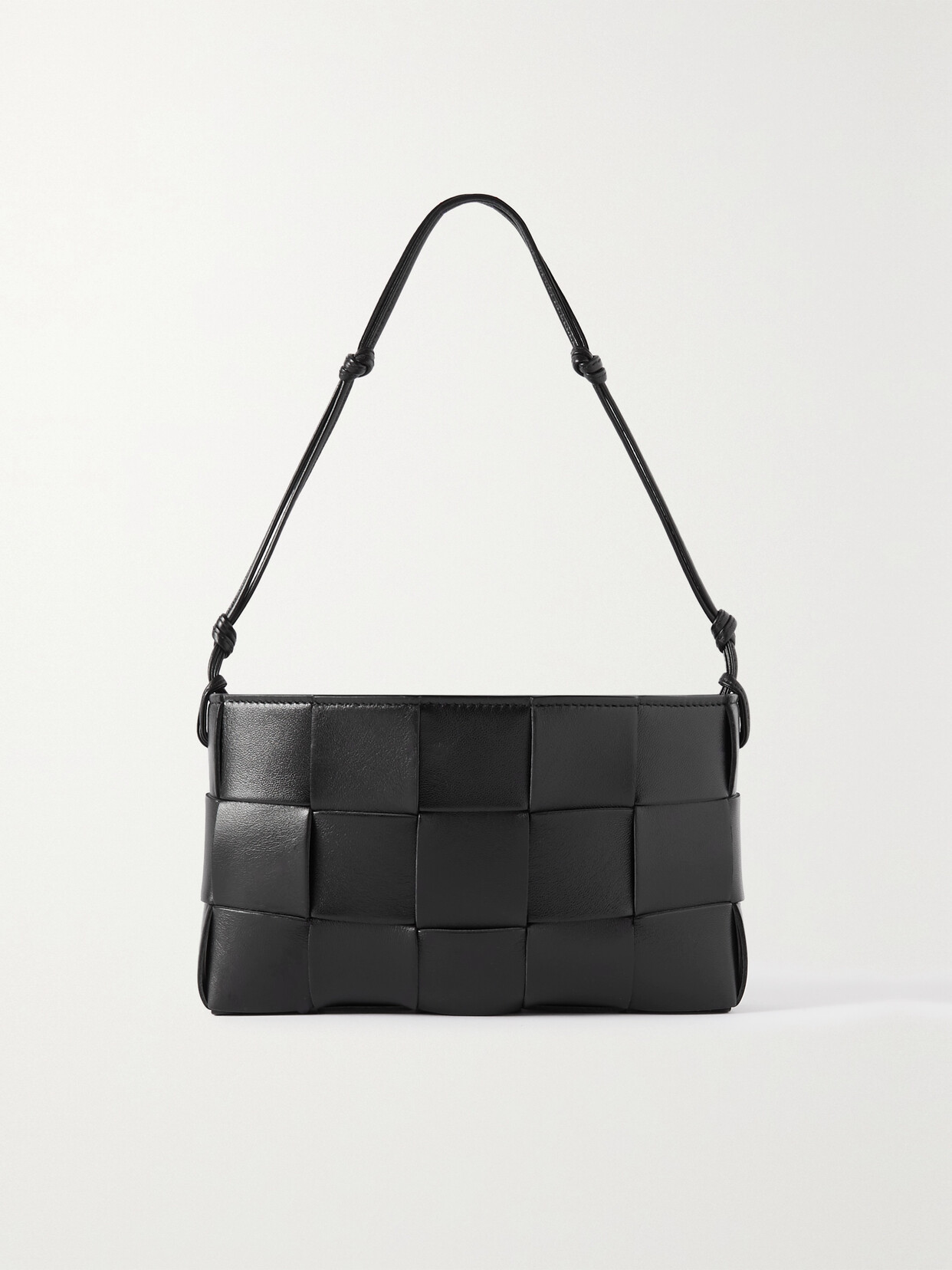 Bottega Veneta Cassette Intrecciato Leather Shoulder Bag In Black