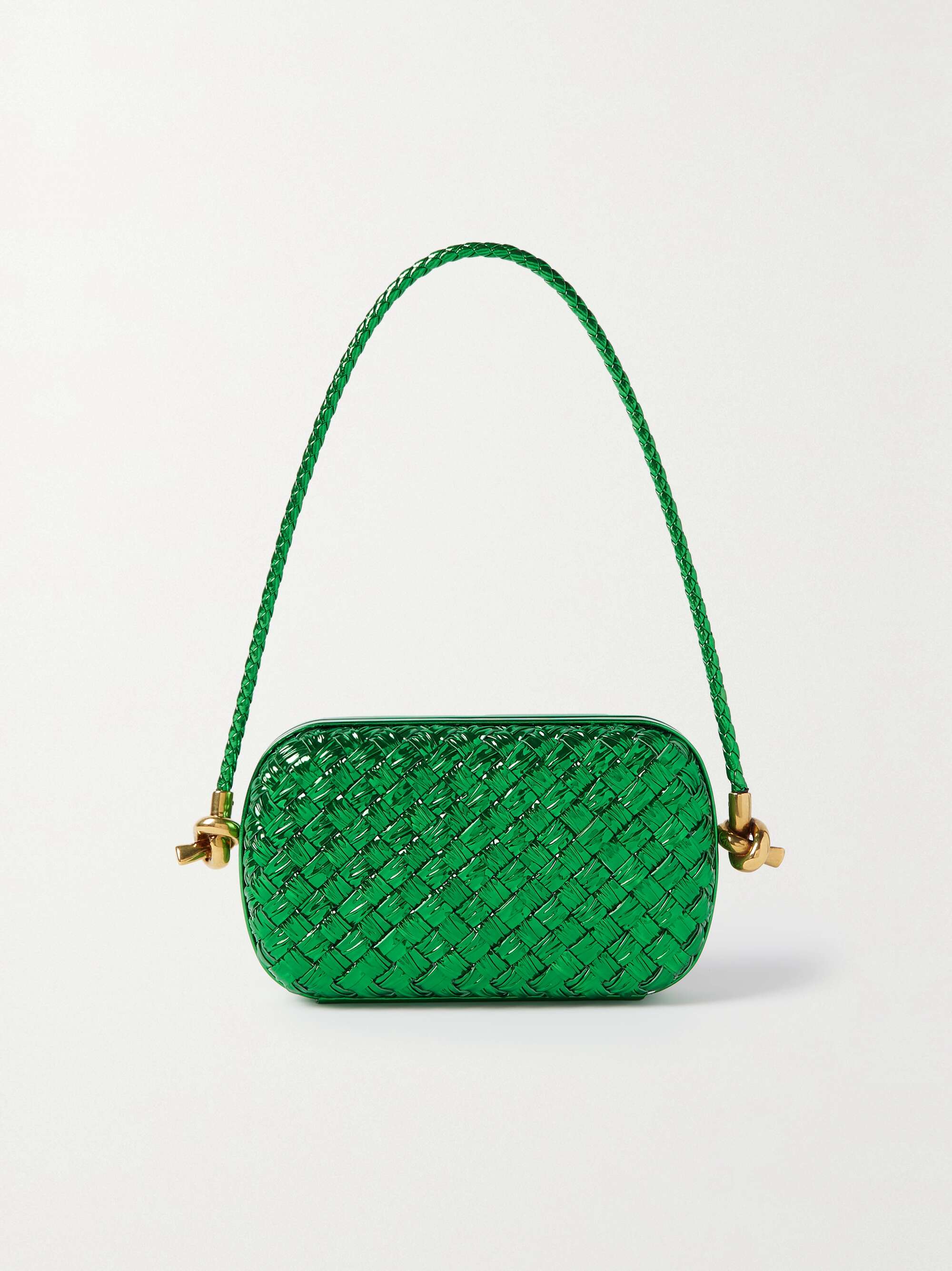 Bottega Veneta Knot-embellished Metallic Intrecciato Plissé Leather