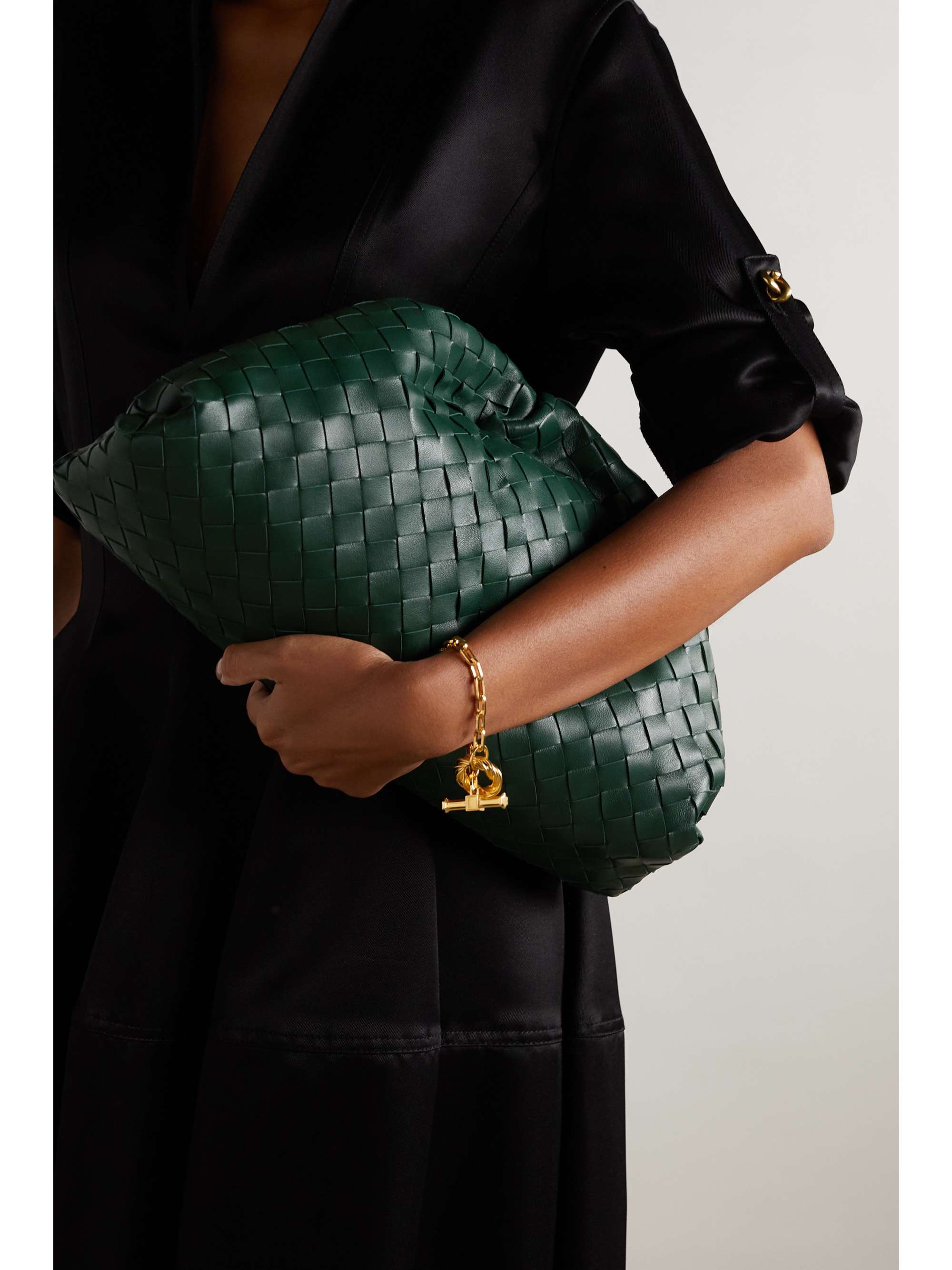 Teen Pouch small gathered intrecciato leather clutch
