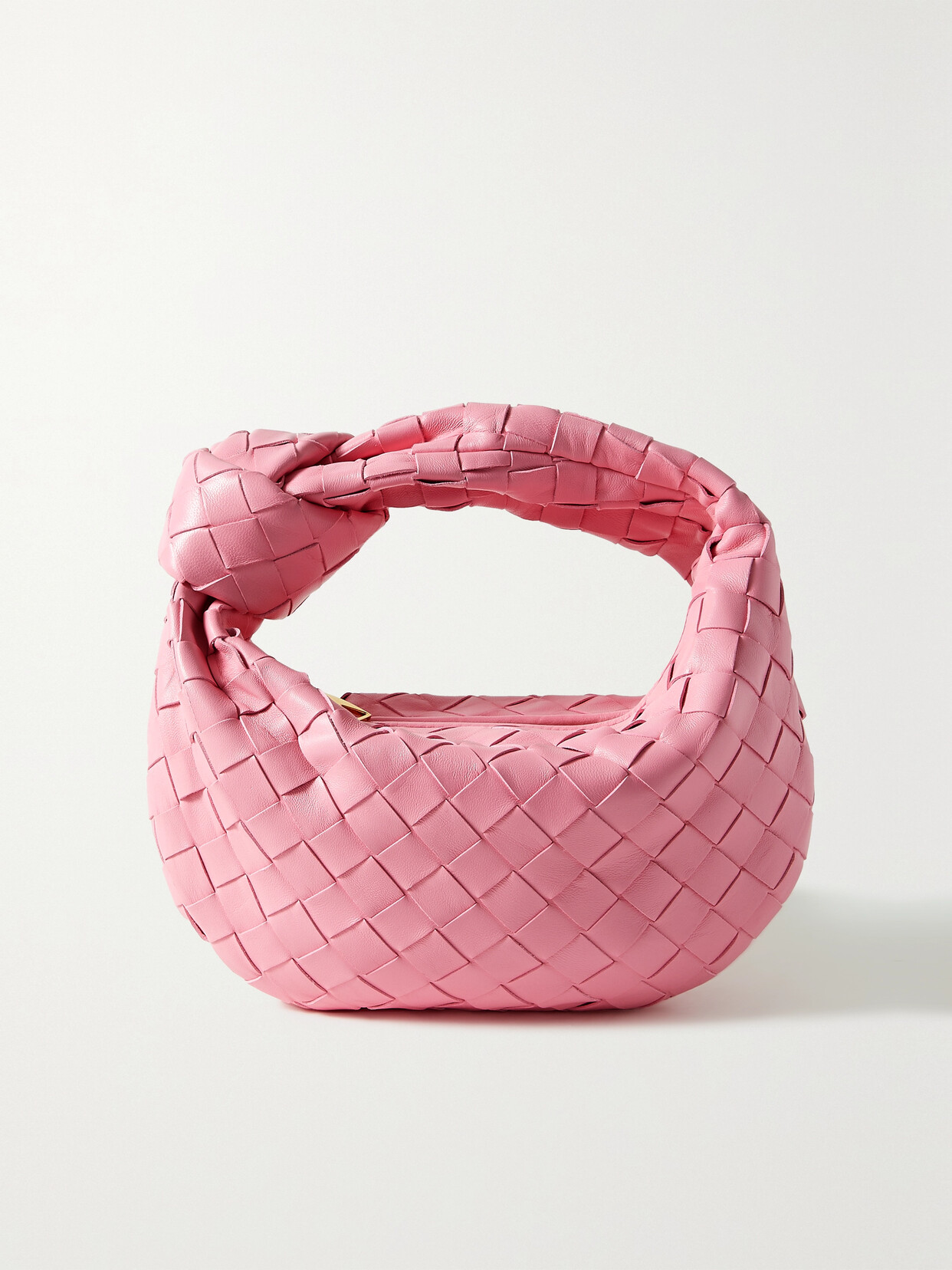 Bottega Veneta Jodie Mini Knotted Intrecciato Leather Tote In Pink