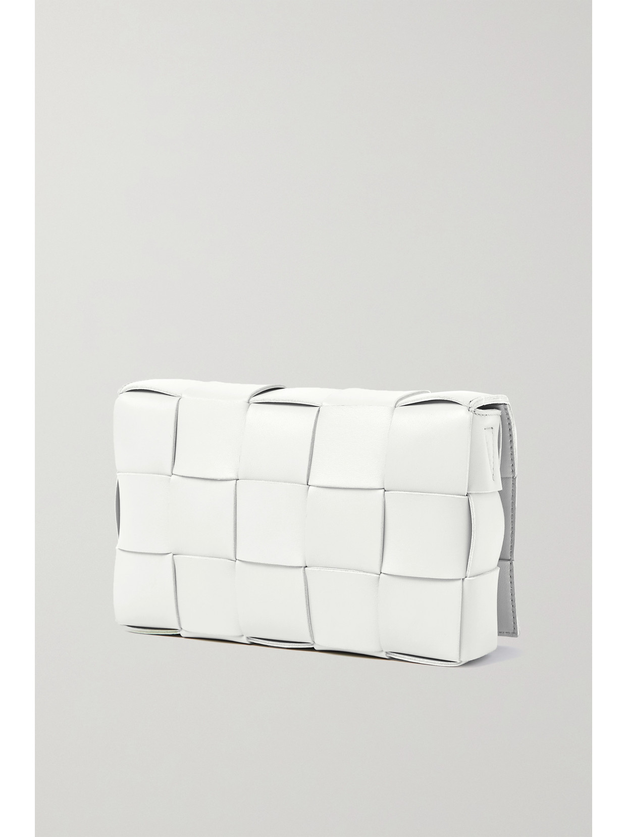 Bottega Veneta Cassette Small Intrecciato Leather Shoulder Bag In White