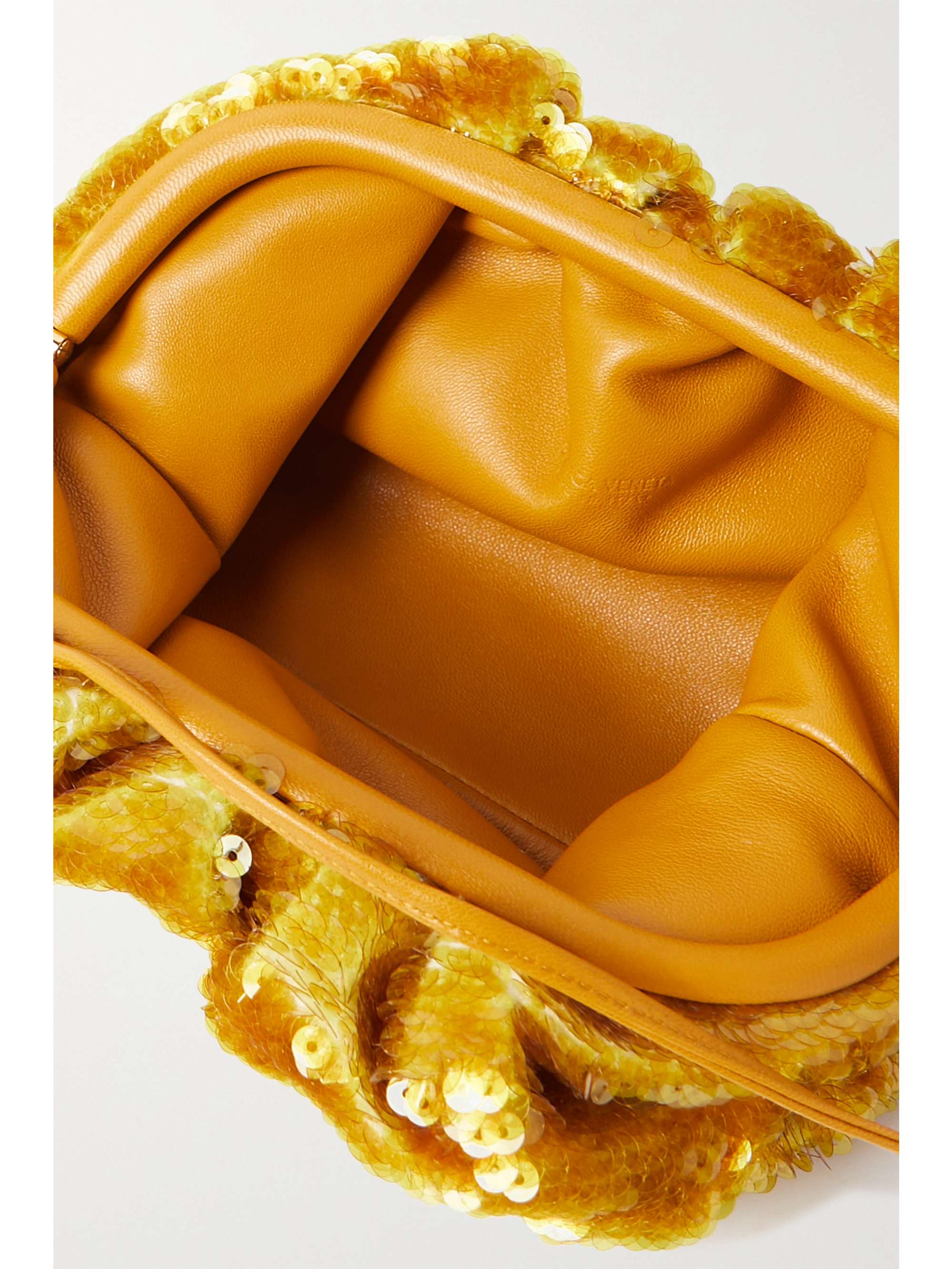 BOTTEGA VENETA The Pouch mini sequined leather clutch