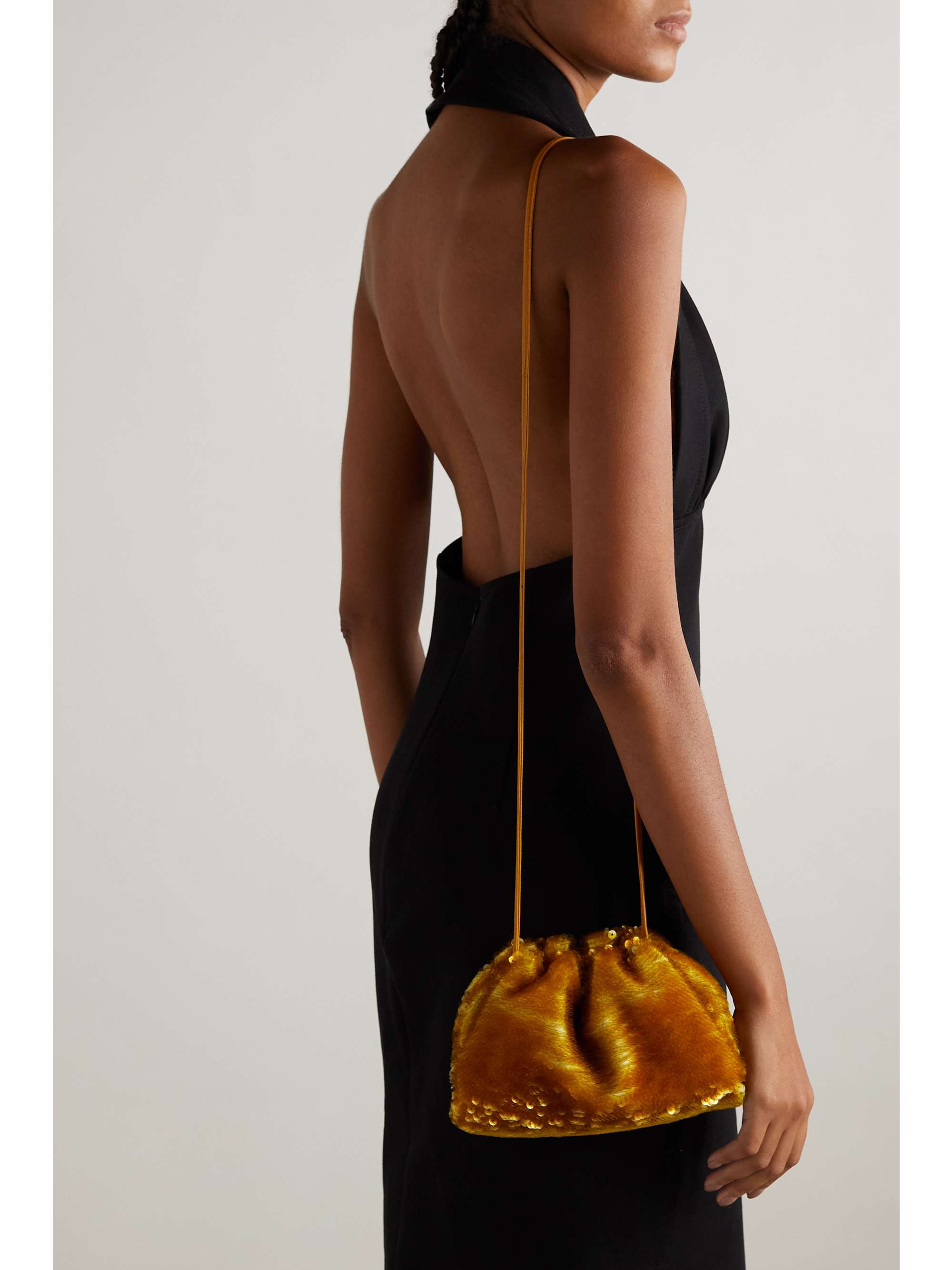 BOTTEGA VENETA The Pouch mini sequined leather clutch