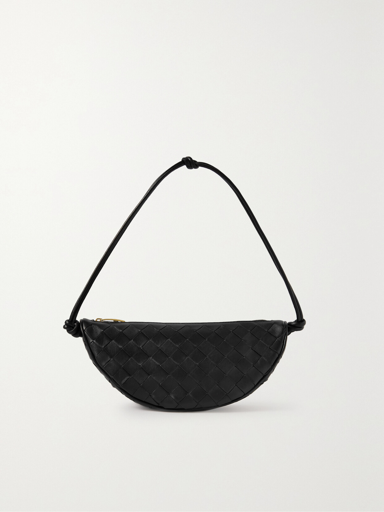 Bottega Veneta - Half Moon Intrecciato Leather Shoulder Bag - Black