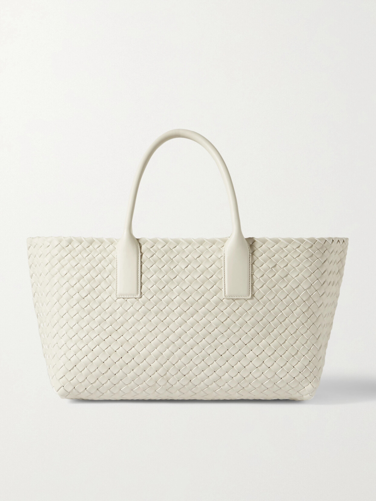 Bottega Veneta Cabat Intrecciato Leather Tote In White