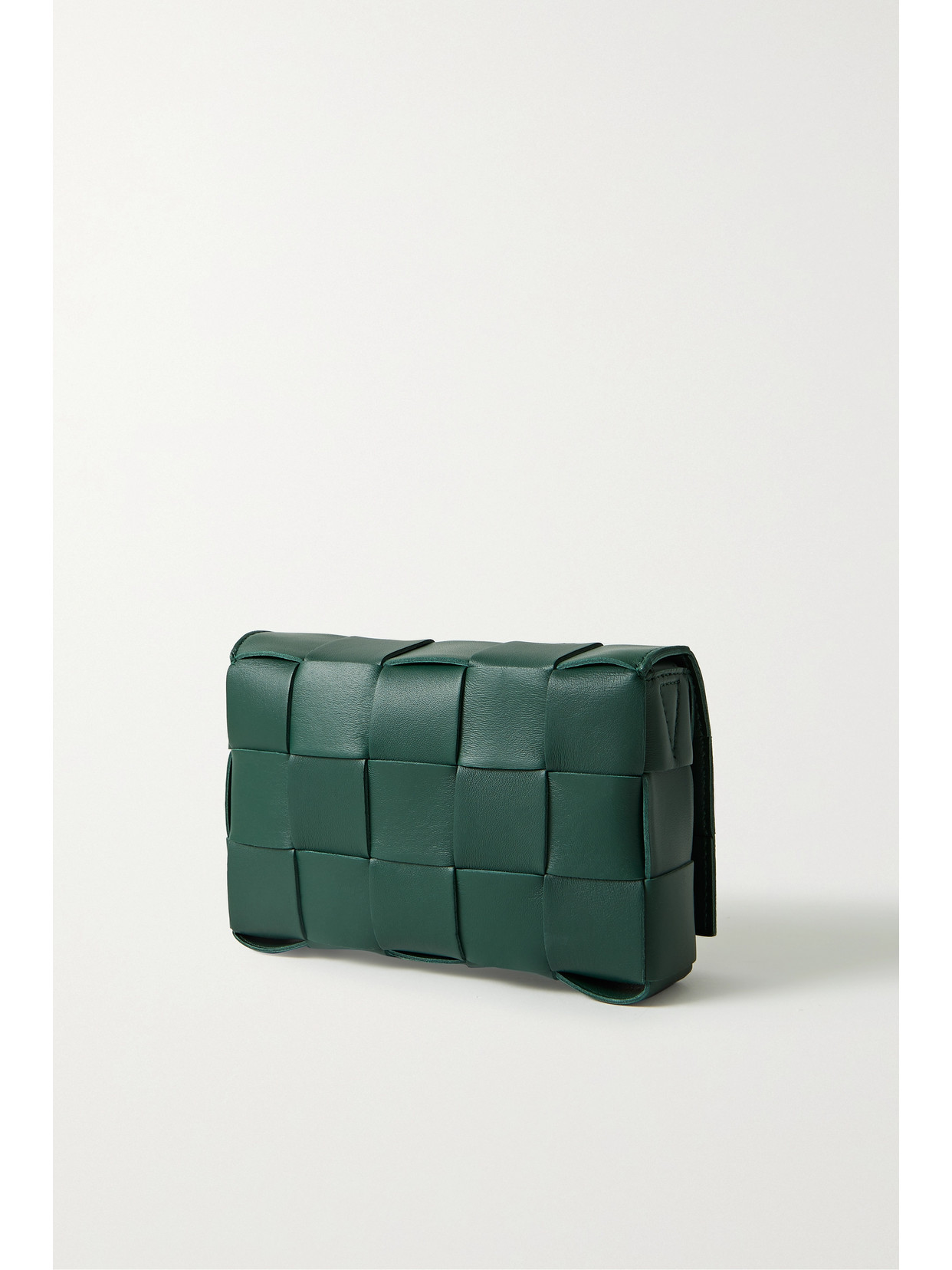 Bottega Veneta Cassette Small Intrecciato Leather Shoulder Bag In Green