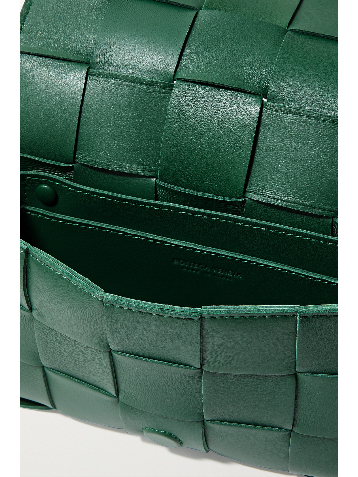 Shop Bottega Veneta Cassette Small Intrecciato Leather Shoulder Bag In Green