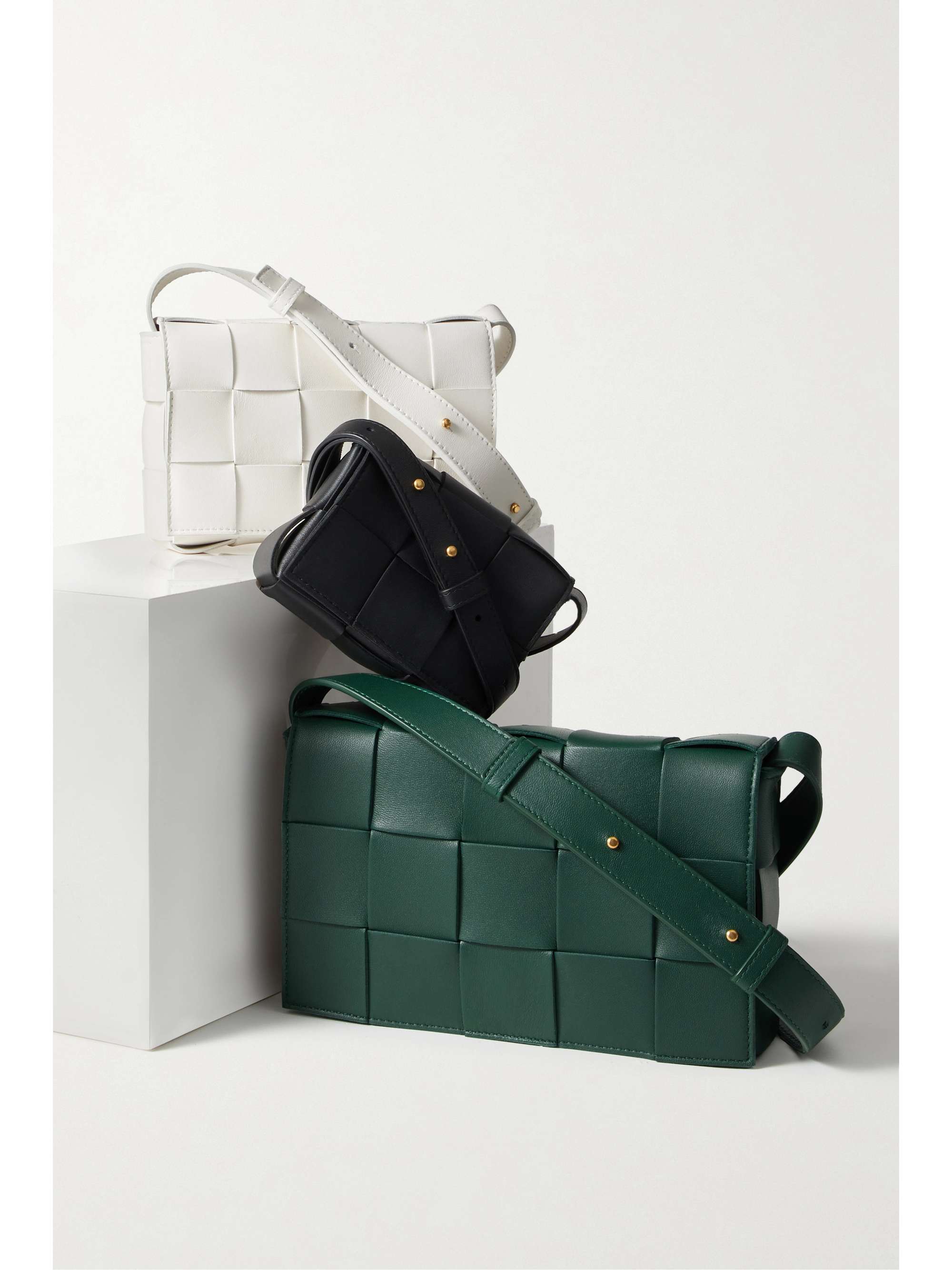 Green Cassette Intrecciato-leather cross-body bag, Bottega Veneta