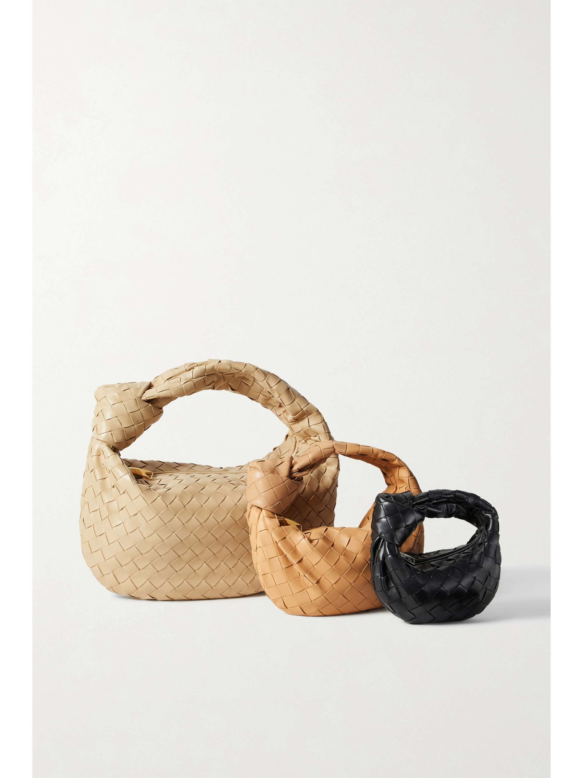 Jodie mini knotted intrecciato leather tote
