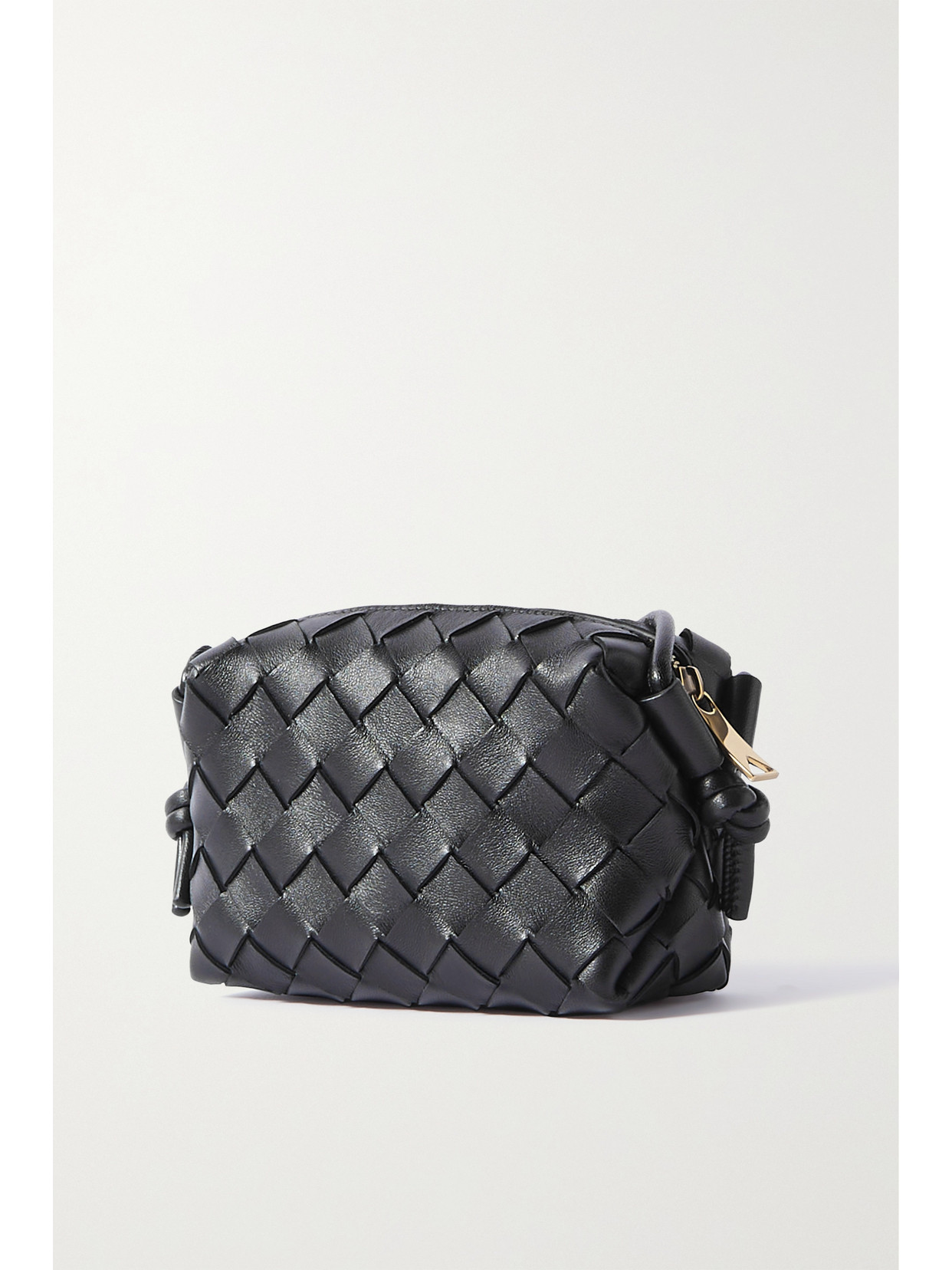 Bottega Veneta Loop Candy Intrecciato Leather Shoulder Bag In Black