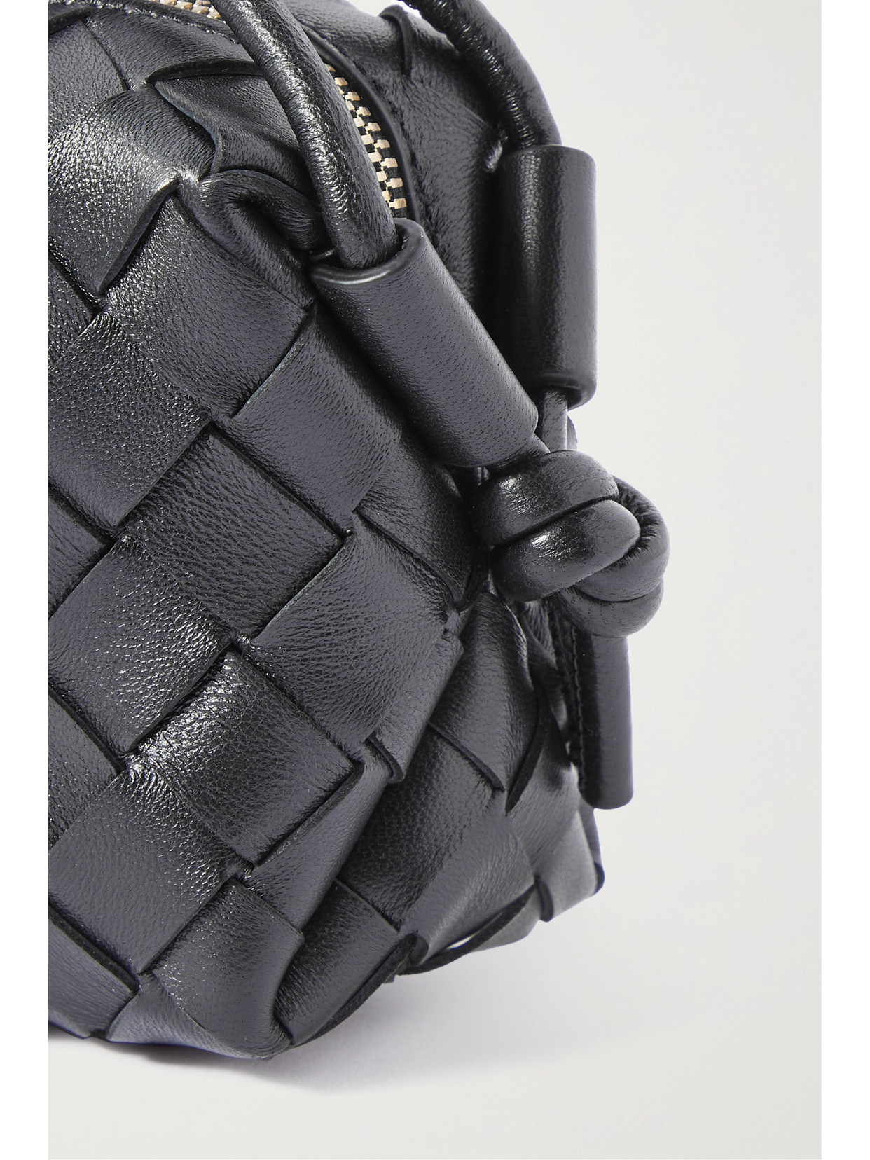 Bottega Veneta Loop Candy Intrecciato Leather Shoulder Bag In Black