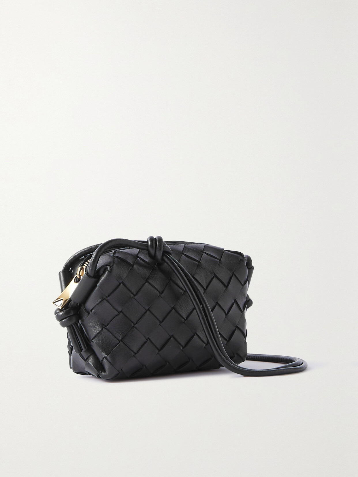 Bottega Veneta Loop Candy Intrecciato Leather Shoulder Bag In Black