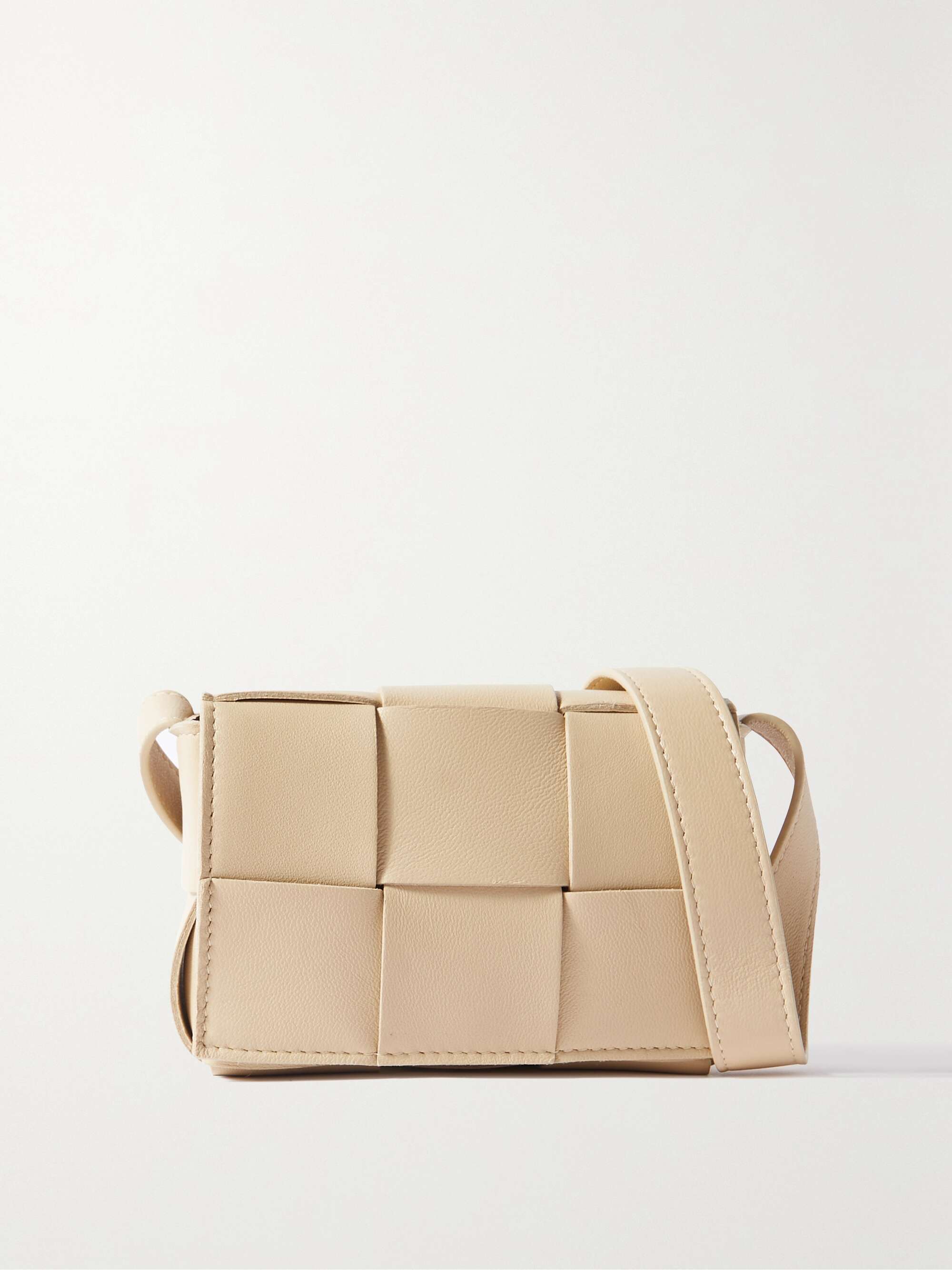 Pouch Mini Intrecciato Leather Clutch in Beige - Bottega Veneta