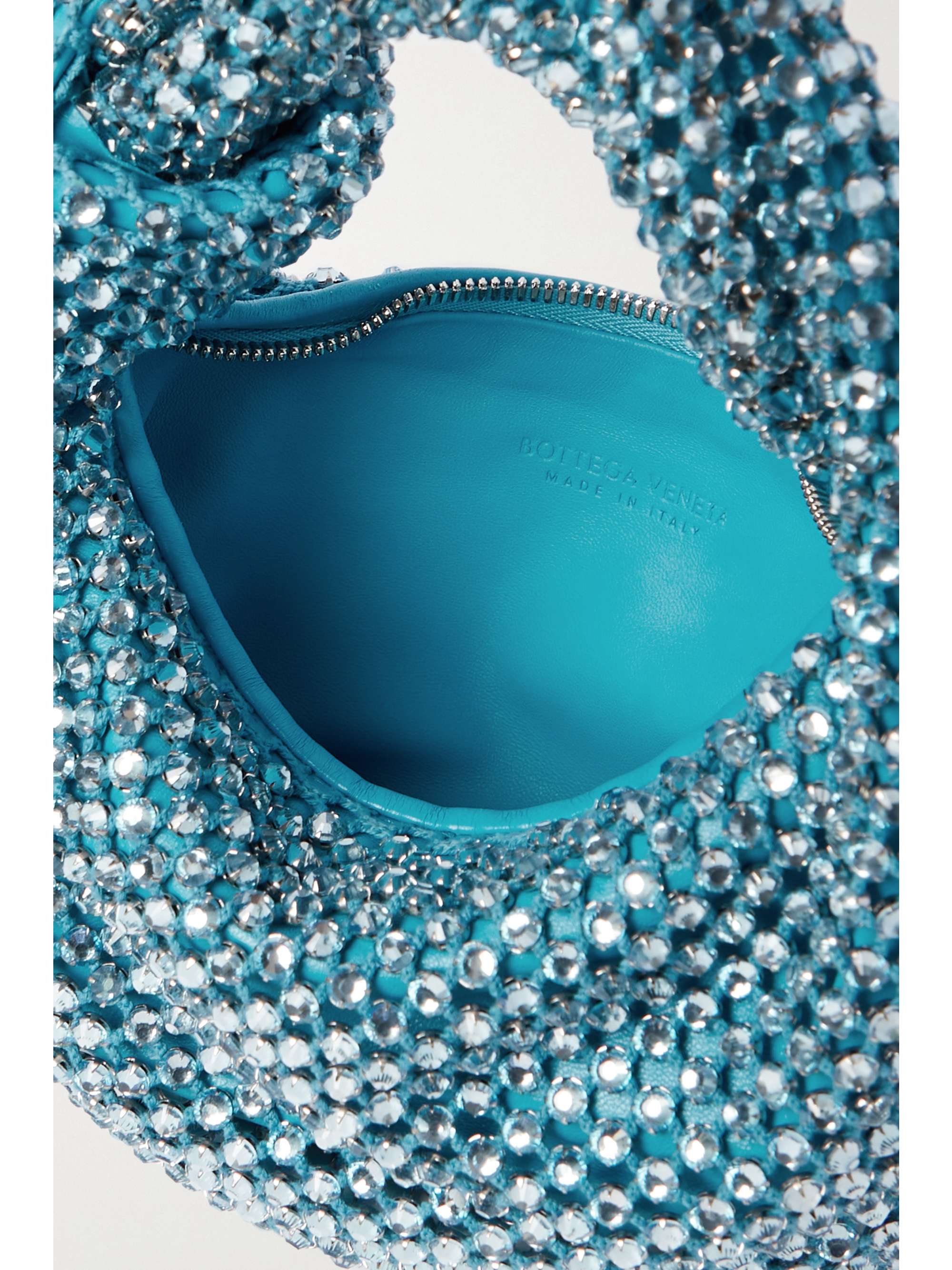 BOTTEGA VENETA Jodie mini knotted crystal-embellished leather shoulder bag