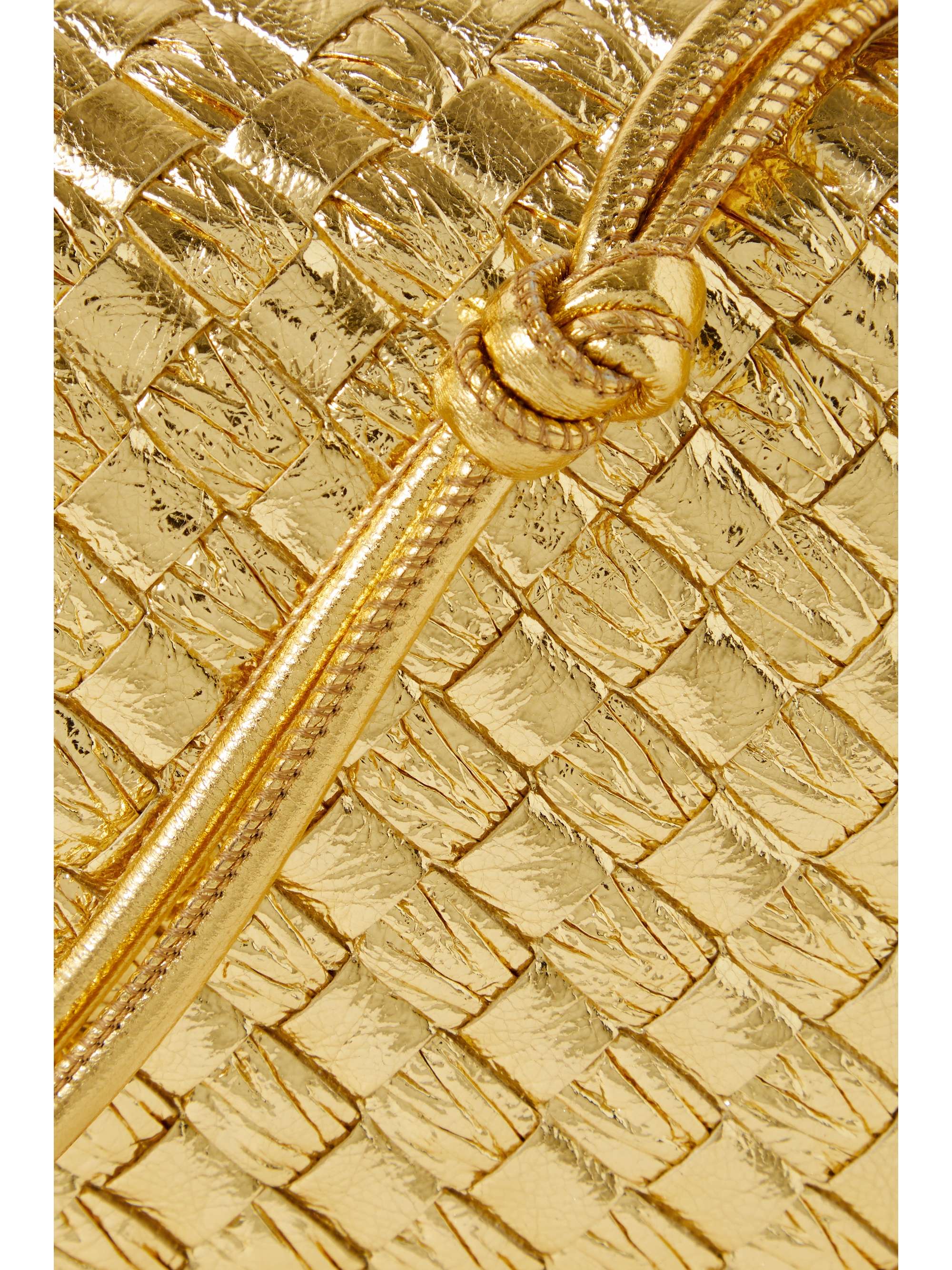 BOTTEGA VENETA Loop intrecciato metallic crinkled-leather shoulder bag