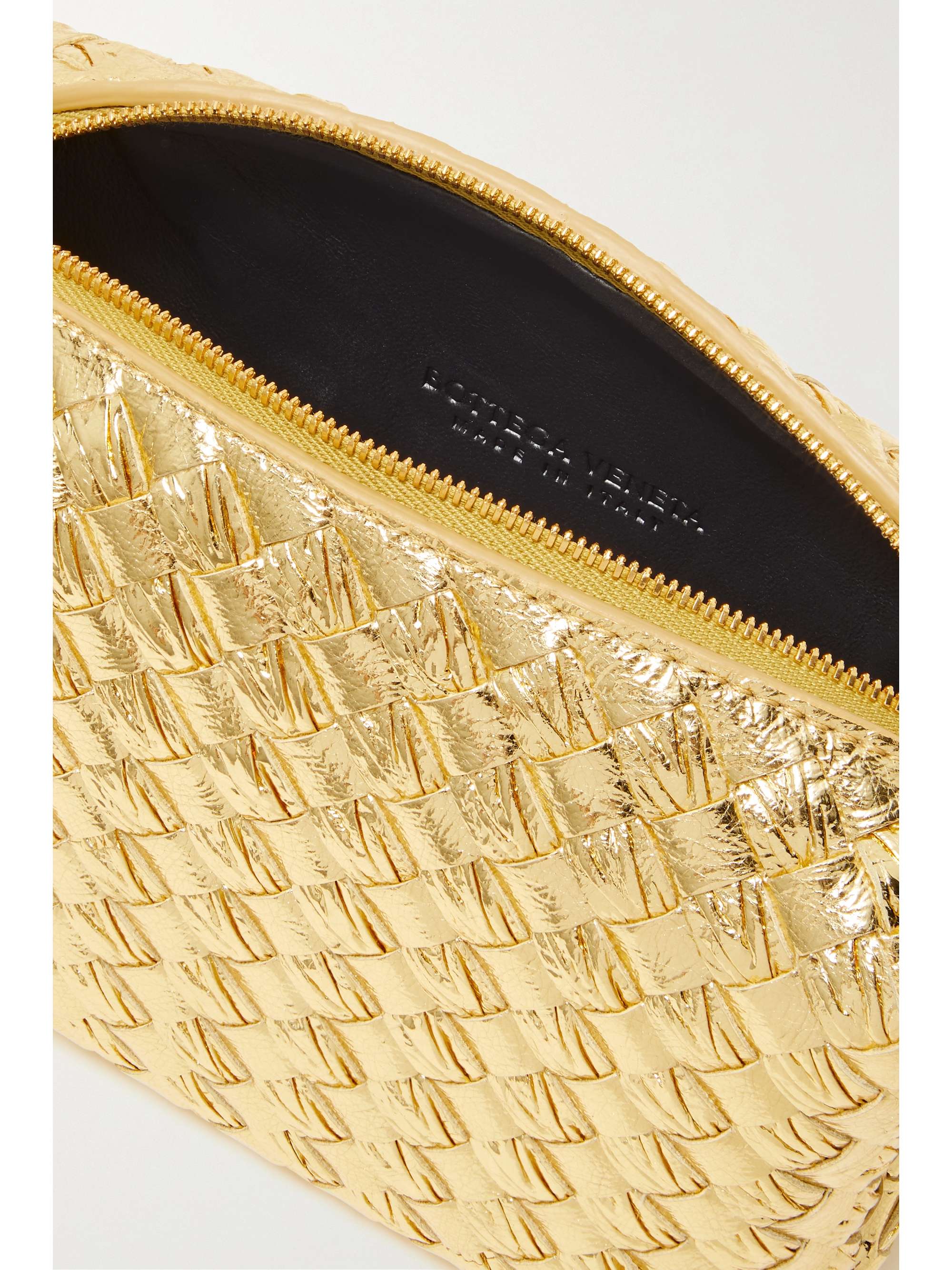 BOTTEGA VENETA Loop intrecciato metallic crinkled-leather shoulder bag