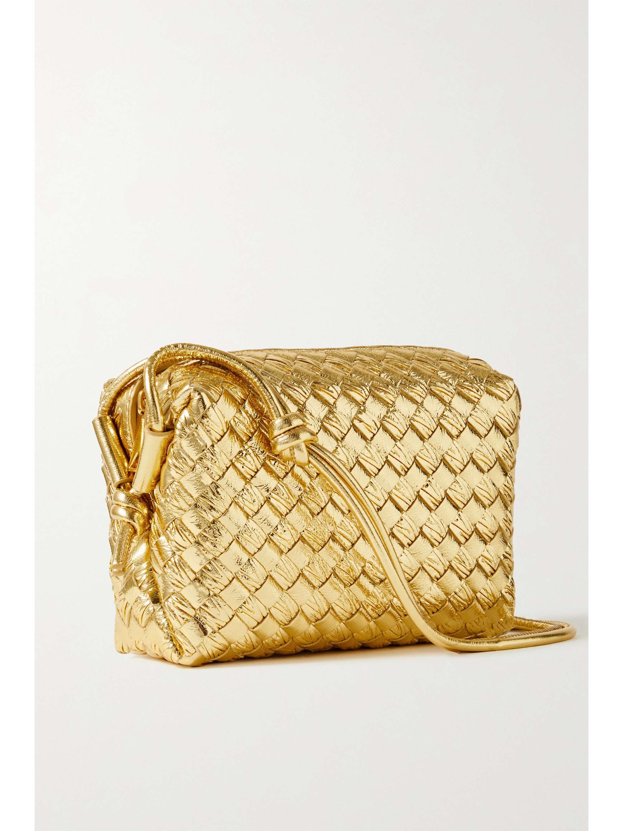 Bottega Veneta Loop Mini Leather Crossbody Bag In Gold/gold