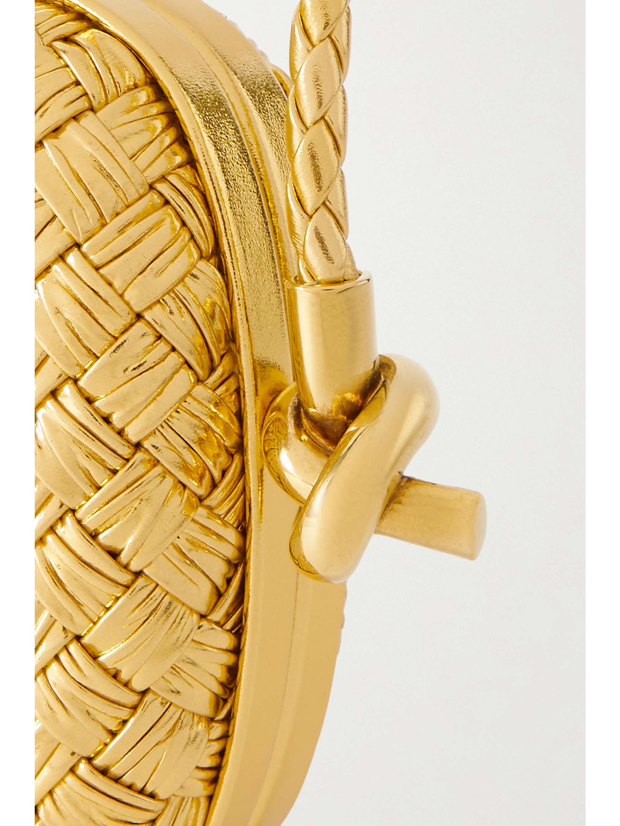 BOTTEGA VENETA Knot-embellished metallic intrecciato plissé leather shoulder bag
