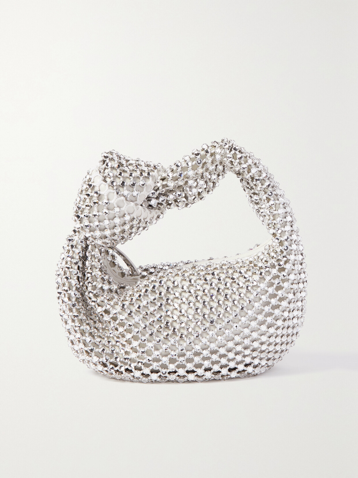 Bottega Veneta - Jodie Mini Knotted Crystal-embellished Leather Shoulder Bag - Silver