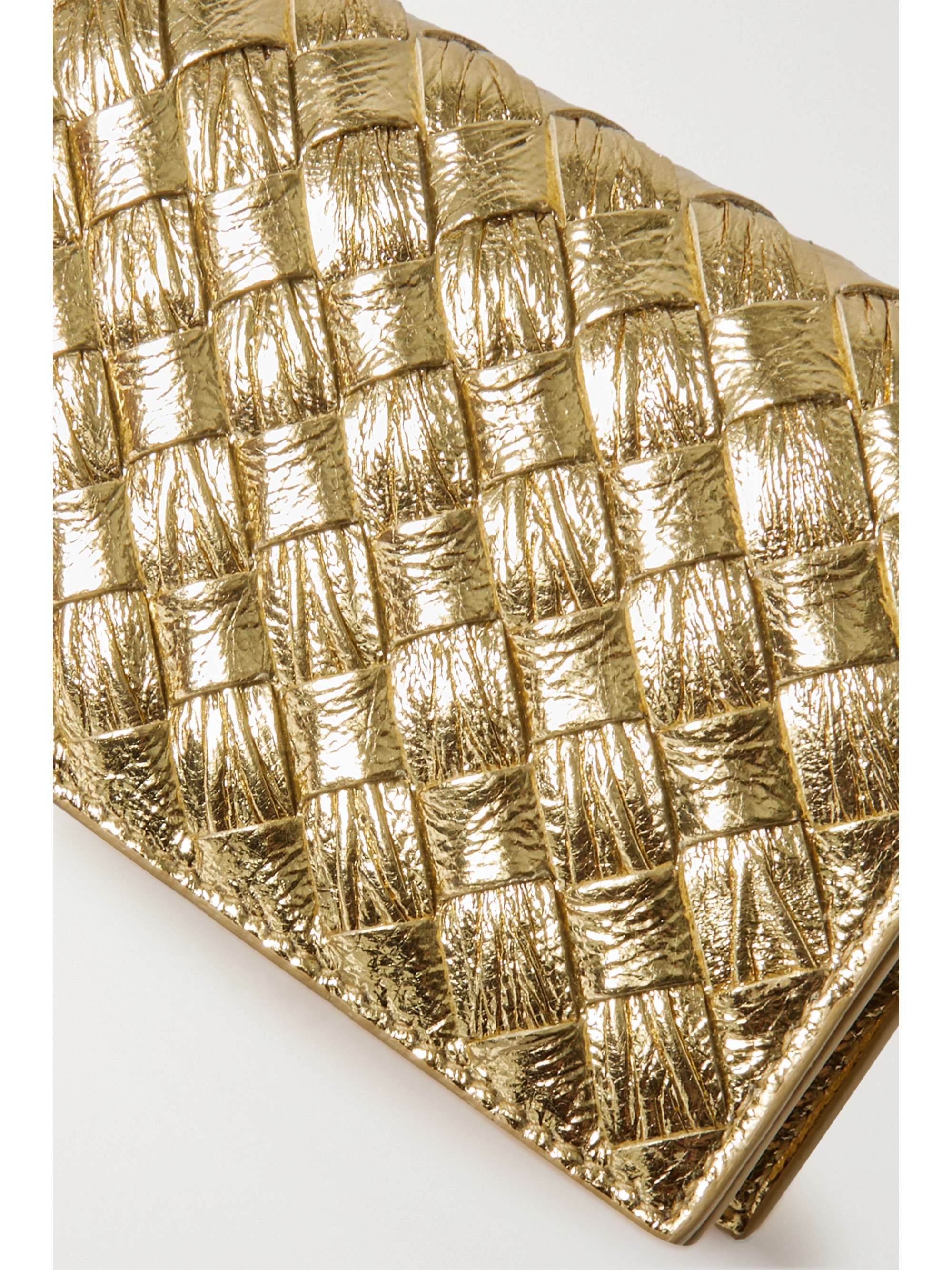BOTTEGA VENETA Intrecciato metallic crinkled-leather wallet