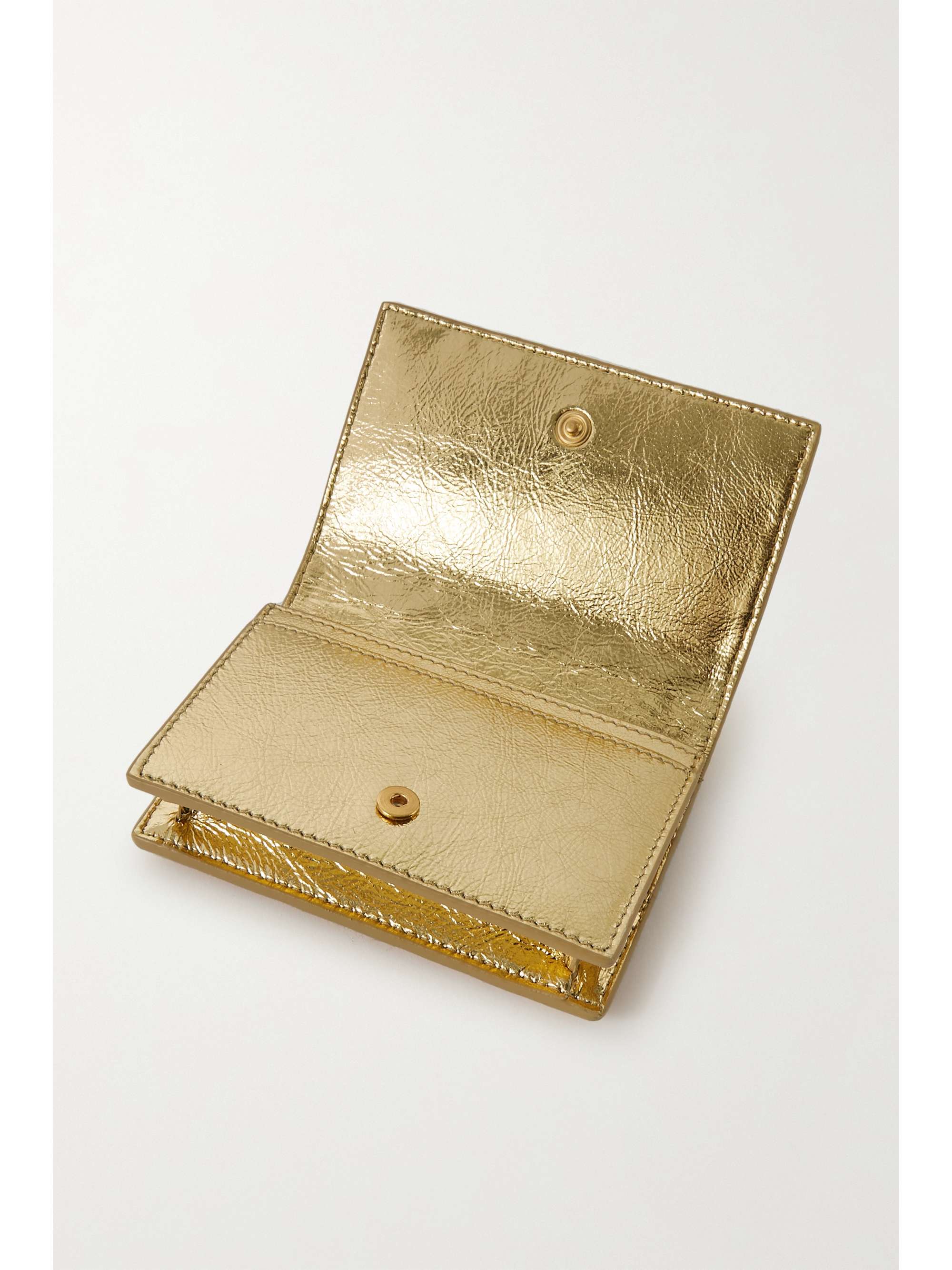 BOTTEGA VENETA Intrecciato metallic crinkled-leather wallet