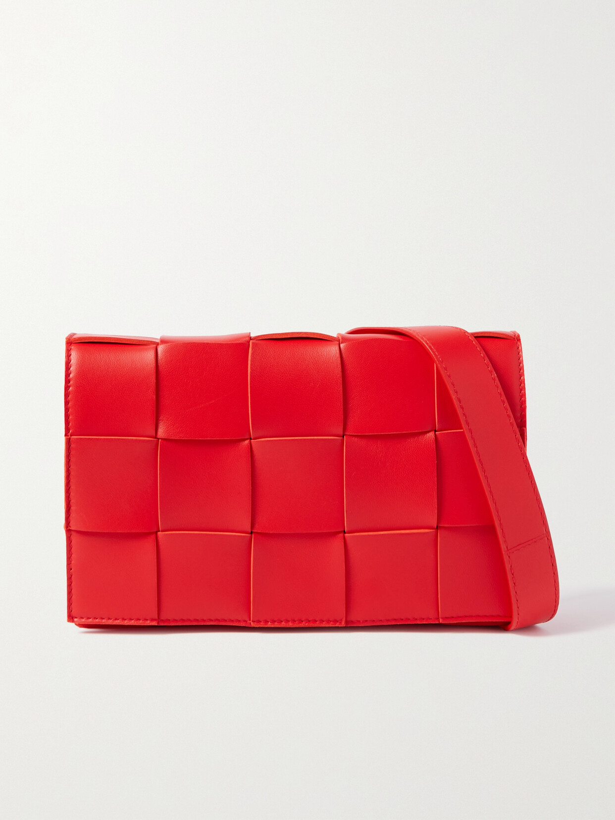 Bottega Veneta - Cassette Intrecciato Leather Shoulder Bag - Red